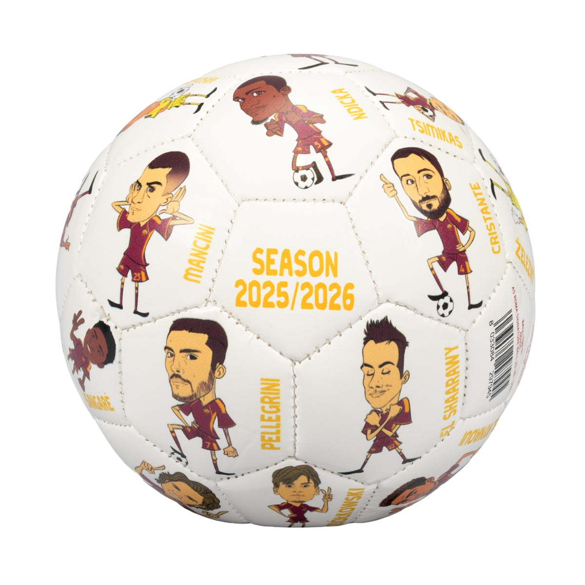 Pallone da calcio AS Roma con nomi calciatori 2025/26, Taglia 1