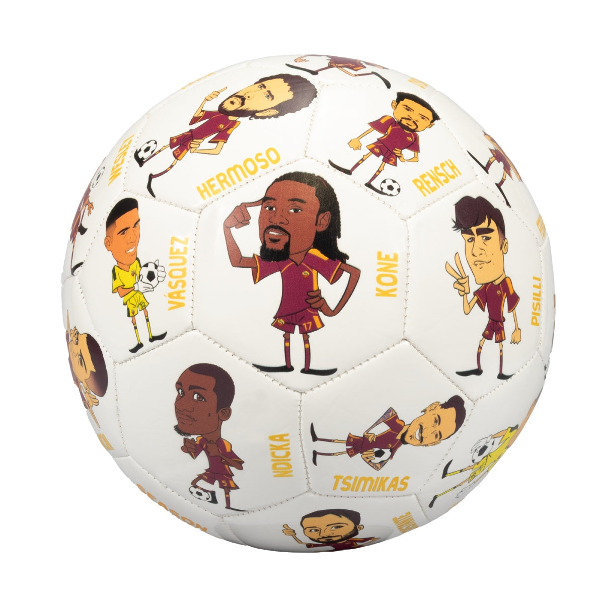 Pallone da calcio AS Roma con nomi calciatori 2025/26, Taglia 5
