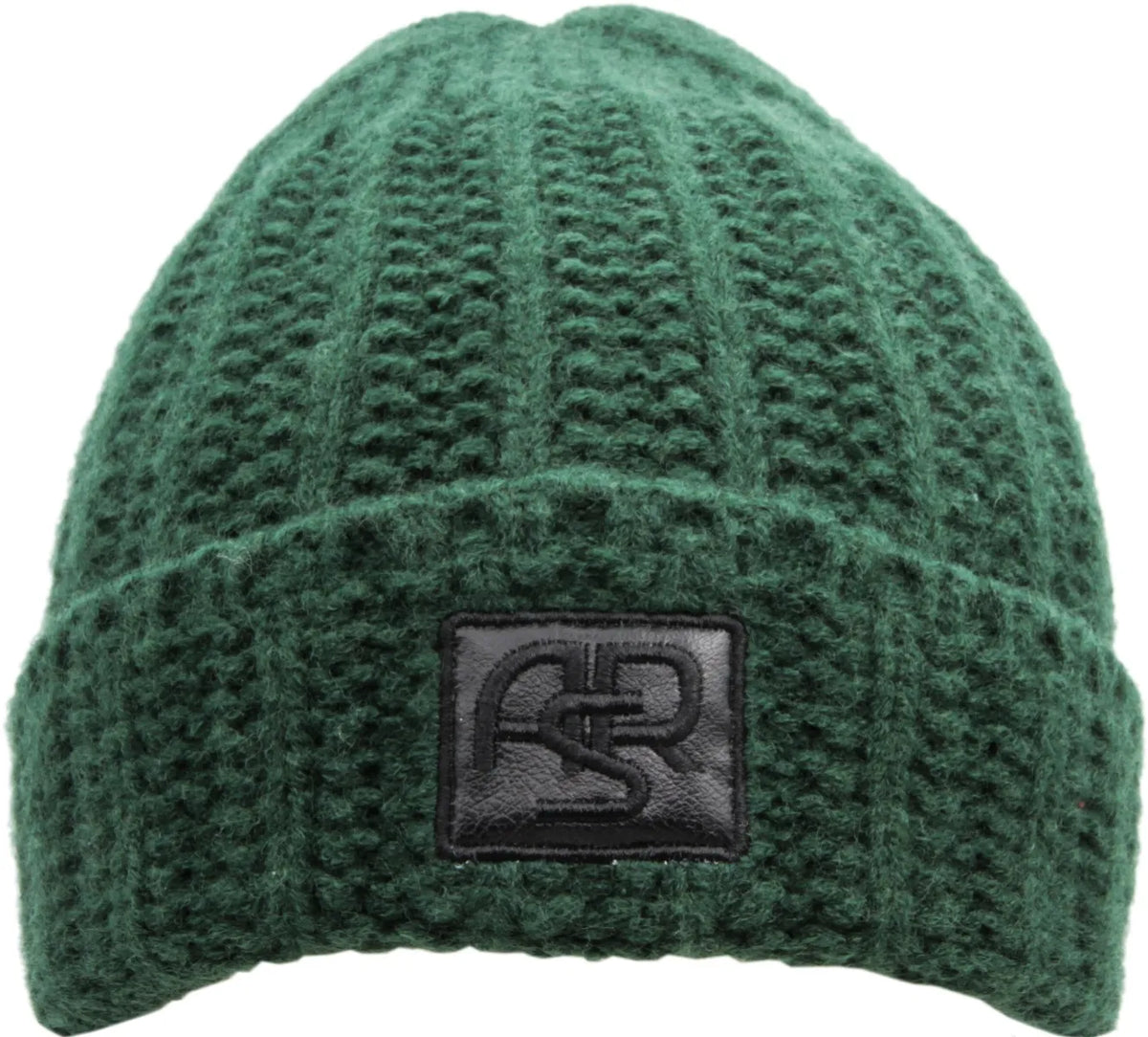 Berretto Beanie AS Roma con logo ASR in pelle, Adulto, Verde Scuro