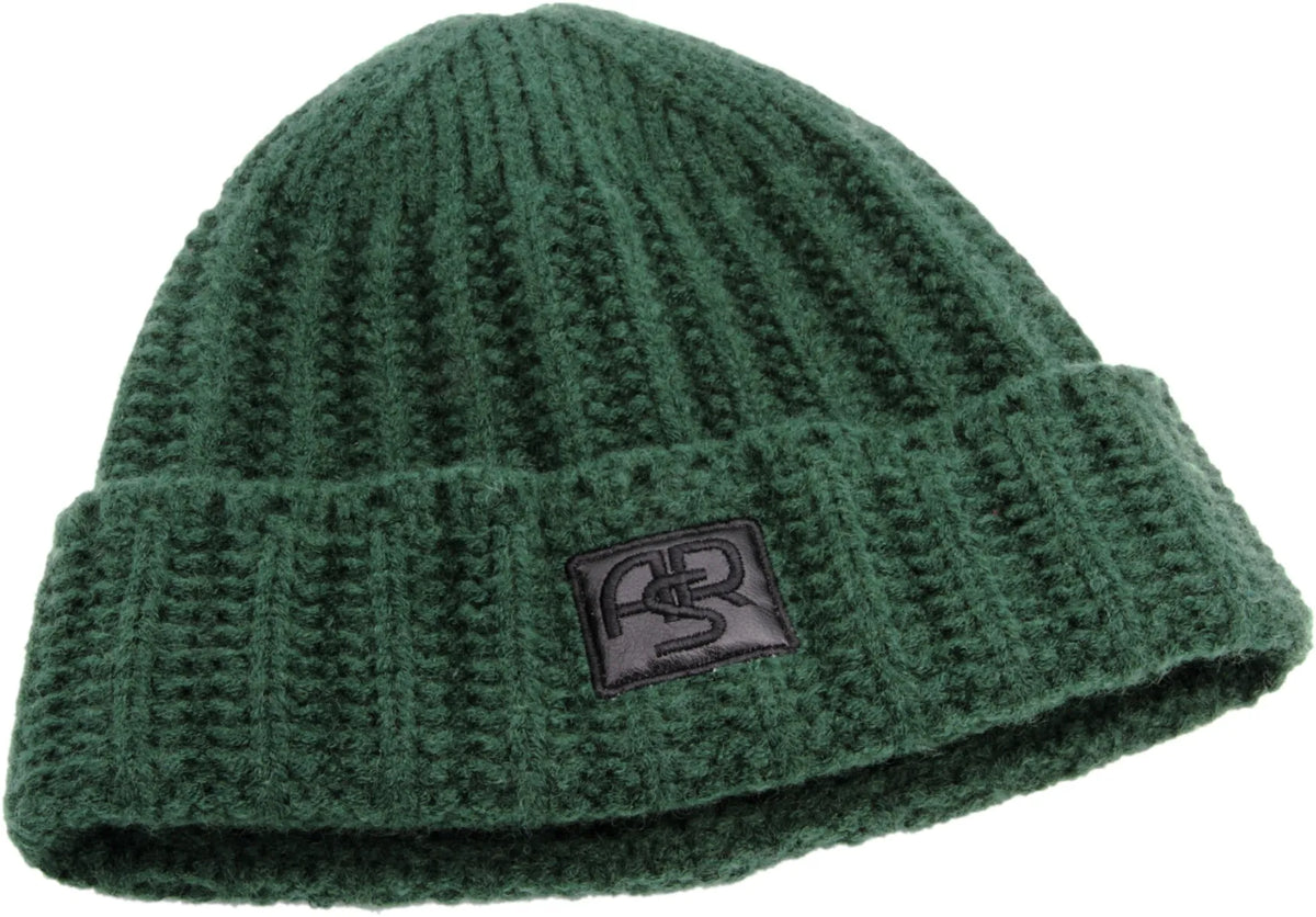 Berretto Beanie AS Roma con logo ASR in pelle, Adulto, Verde Scuro