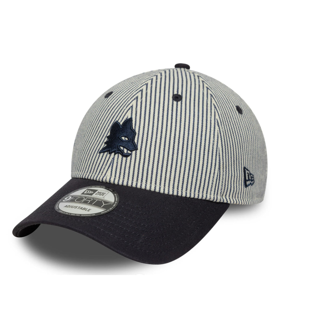 Cappellino New Era 9Forty a righe con logo Lupetto, Adulto, Beige