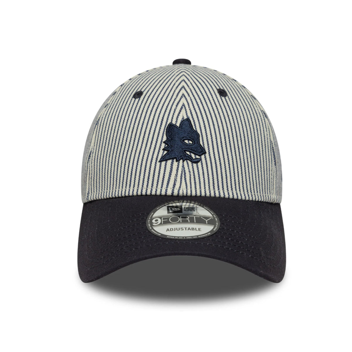 Cappellino New Era 9Forty a righe con logo Lupetto, Adulto, Beige