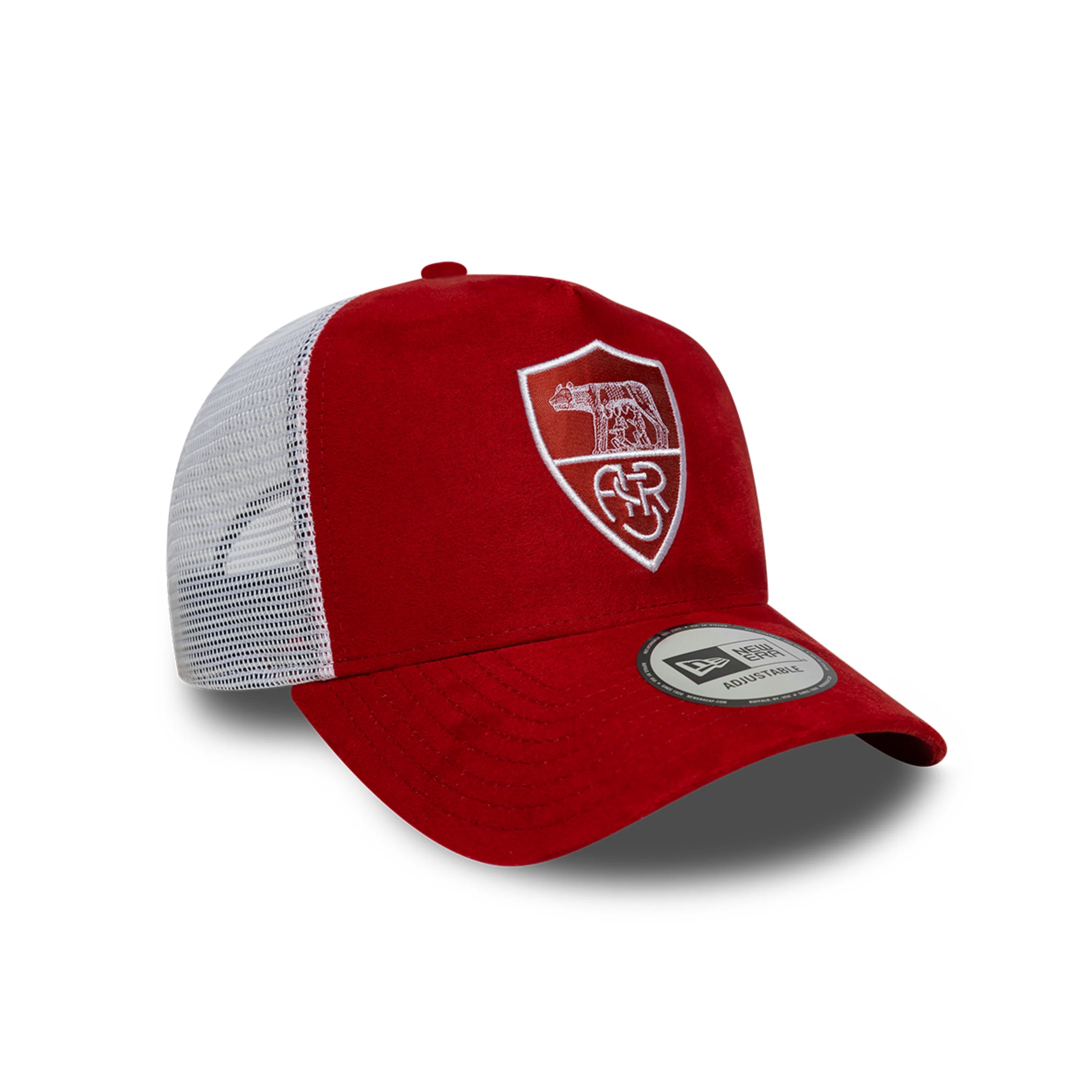 Cappellino New Era Trucker AS Roma in suede, Rosso Scuro, Adulto