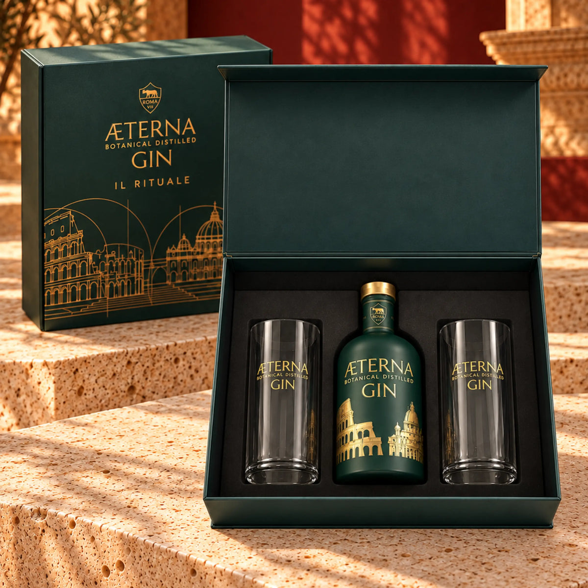 Box "Il Rituale" Aeterna Gin 70 cl + Set 2 bicchieri
