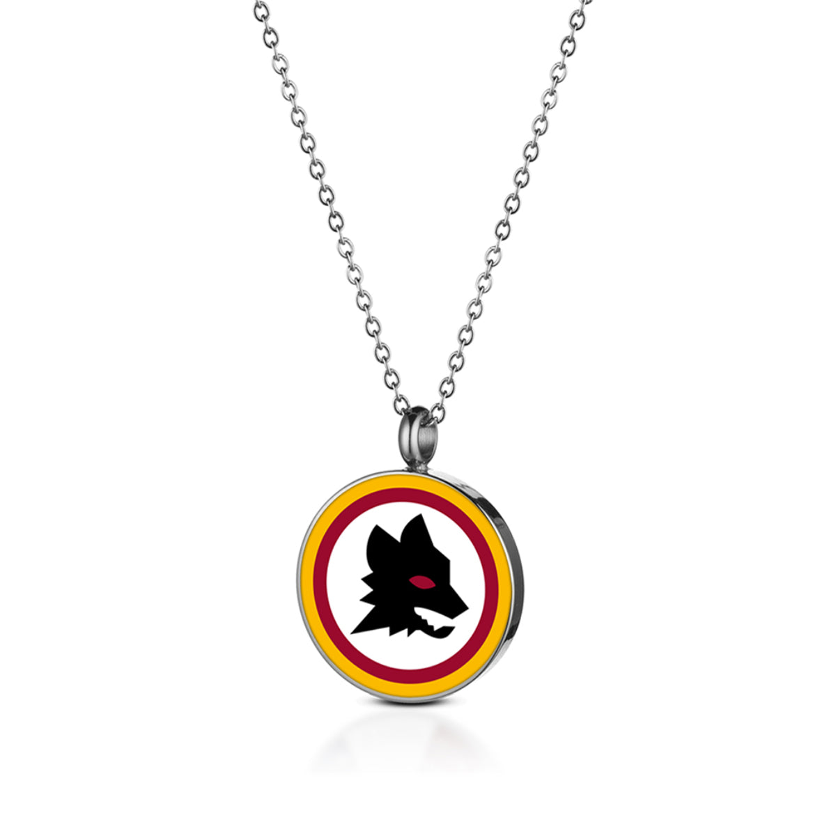Collana medaglia AS Roma con logo Lupetto, Acciaio, Bambino