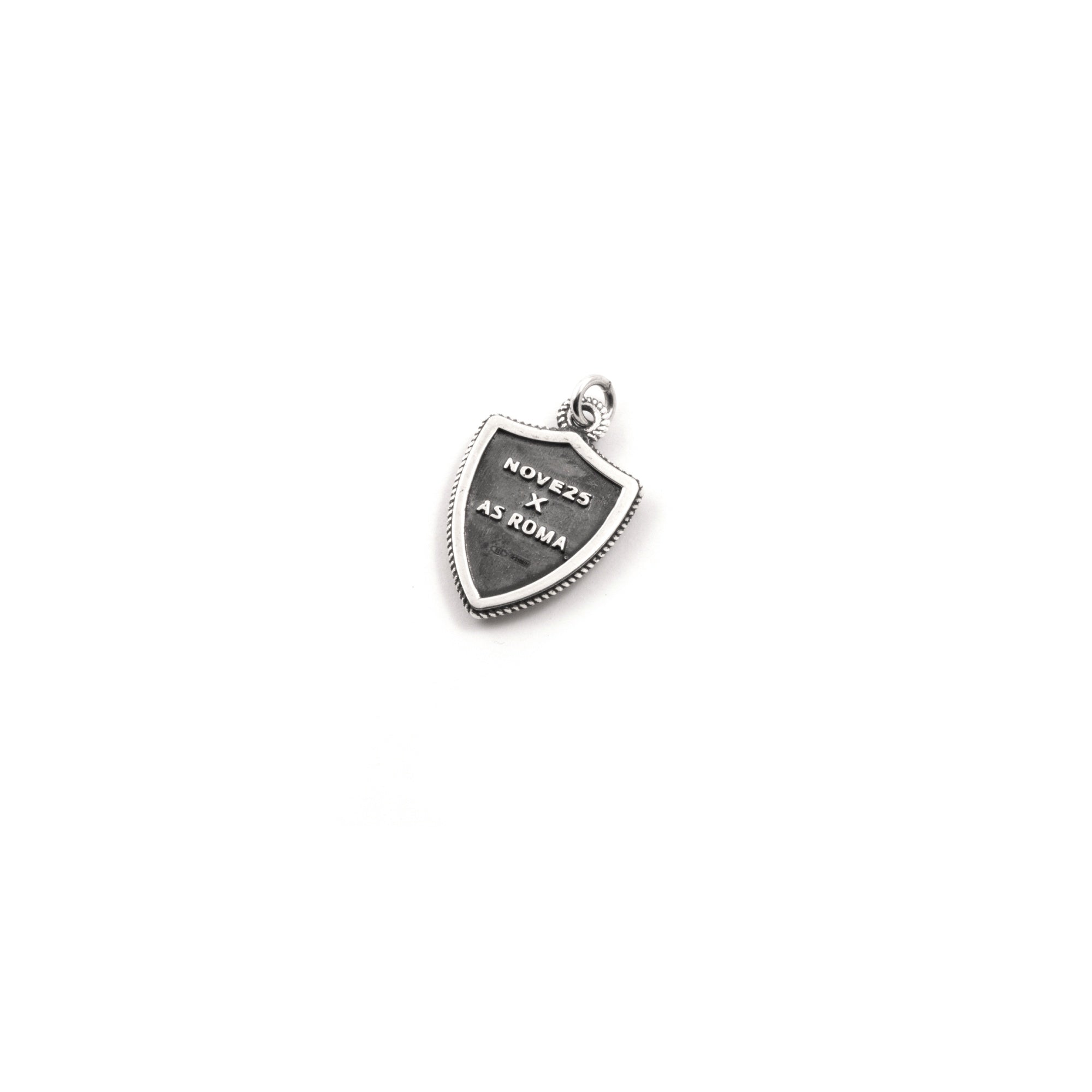 Pendente Heritage tondo AS Roma X Nove25, Unisex, Argento Brunito