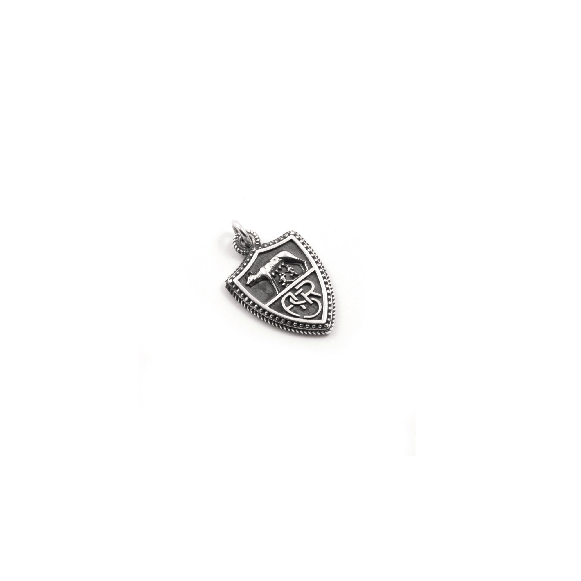 Pendente Heritage tondo AS Roma X Nove25, Unisex, Argento Brunito