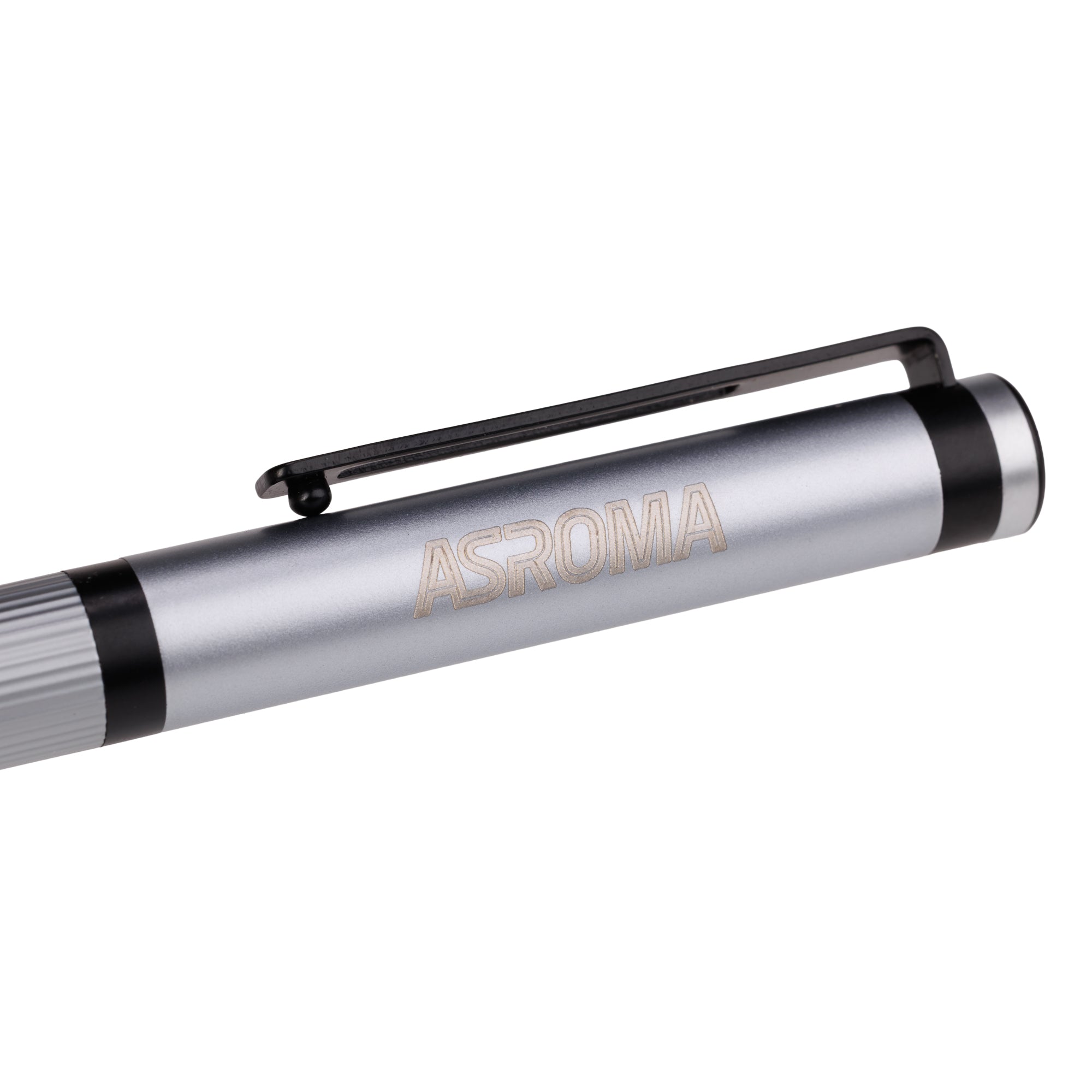 Stainless steel rollerball pen with engraved AS Roma logo and box