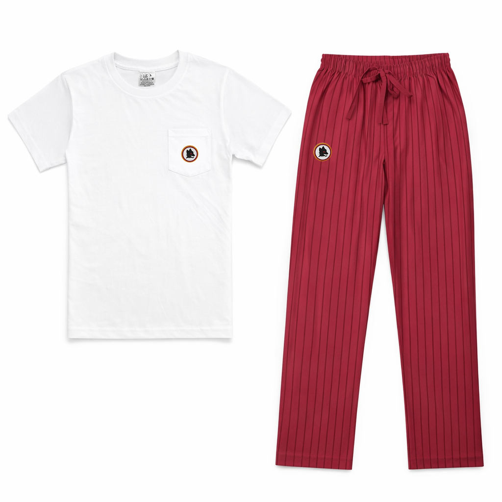 Pigiama AS Roma con logo Lupetto 100% Cotone