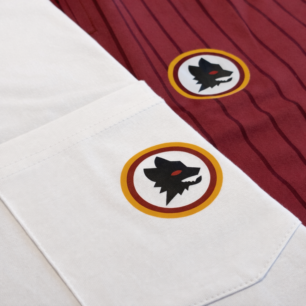 Pigiama AS Roma con logo Lupetto 100% Cotone