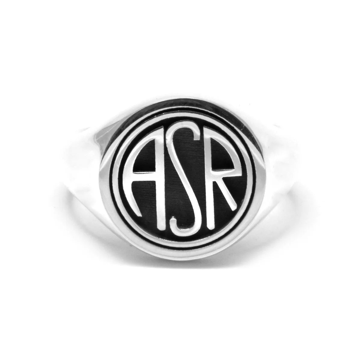 Anello Chevalier Sigillo ASR tondo AS Roma X Nove25, Unisex, Argento Brunito