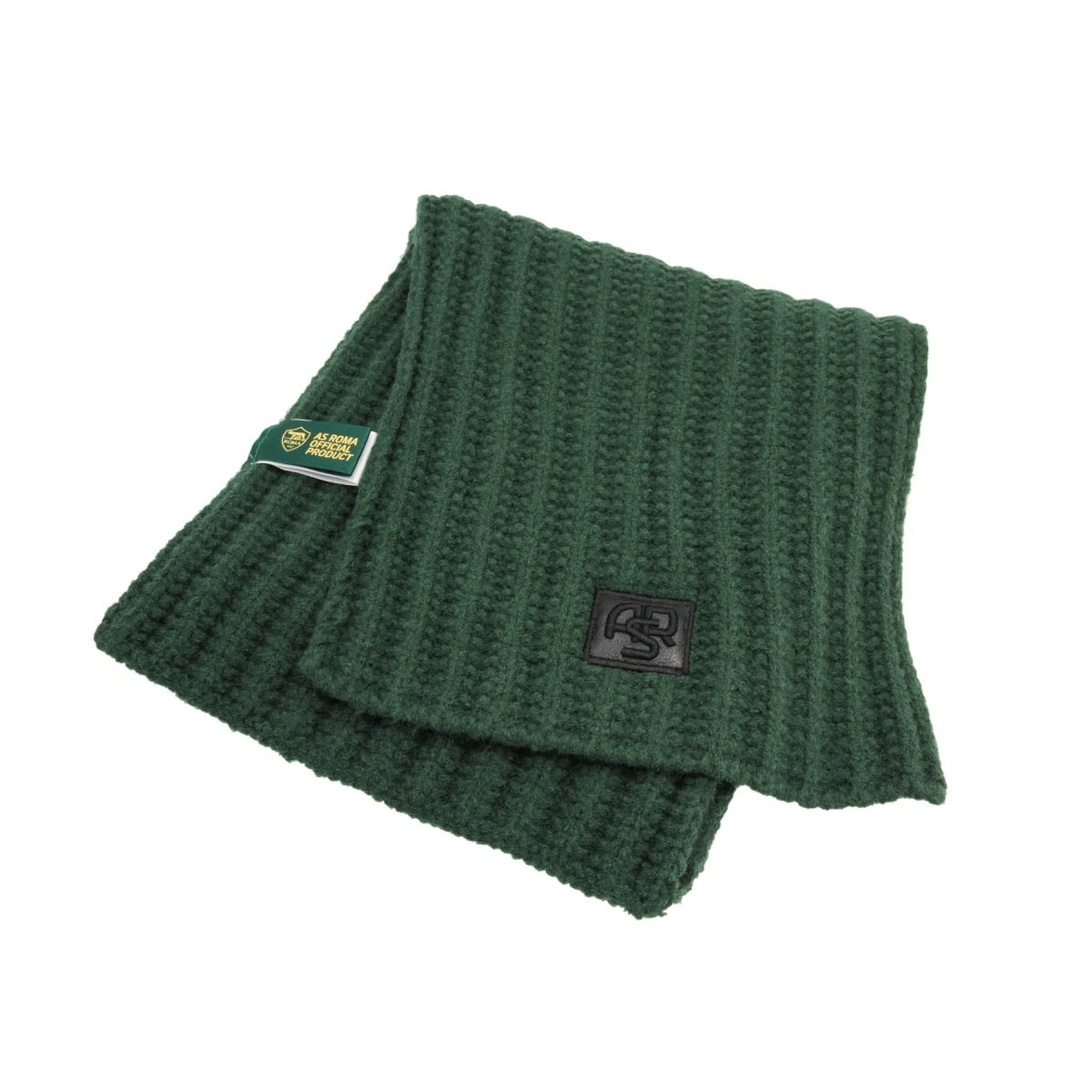 Sciarpa in maglia con logo ASR in pelle, Adulto, Verde