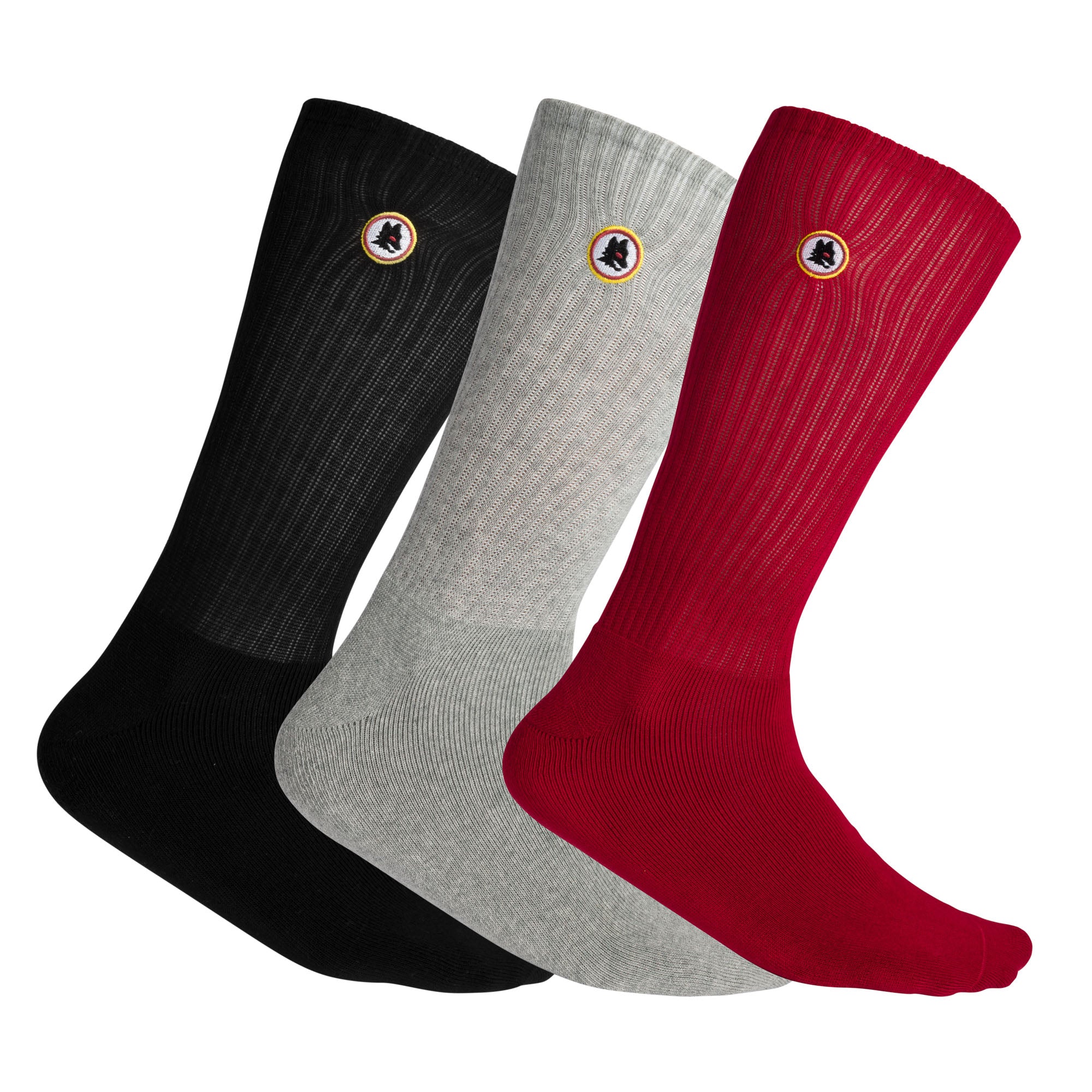 Calze AS Roma con logo Lupetto pack 3 pezzi, Unisex