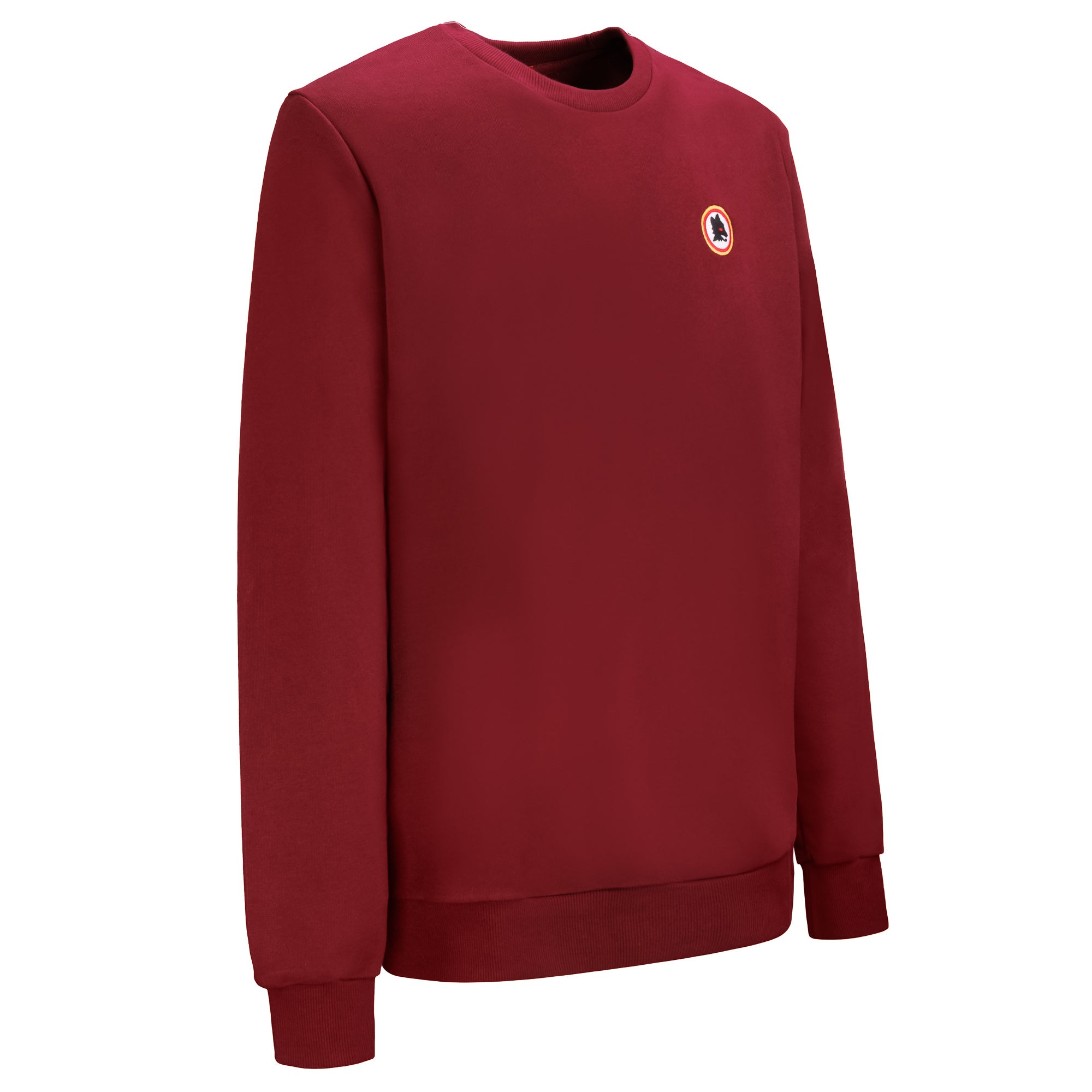 Crewneck Sweatshirt with Wolf Neck Embroidery, Bordeaux