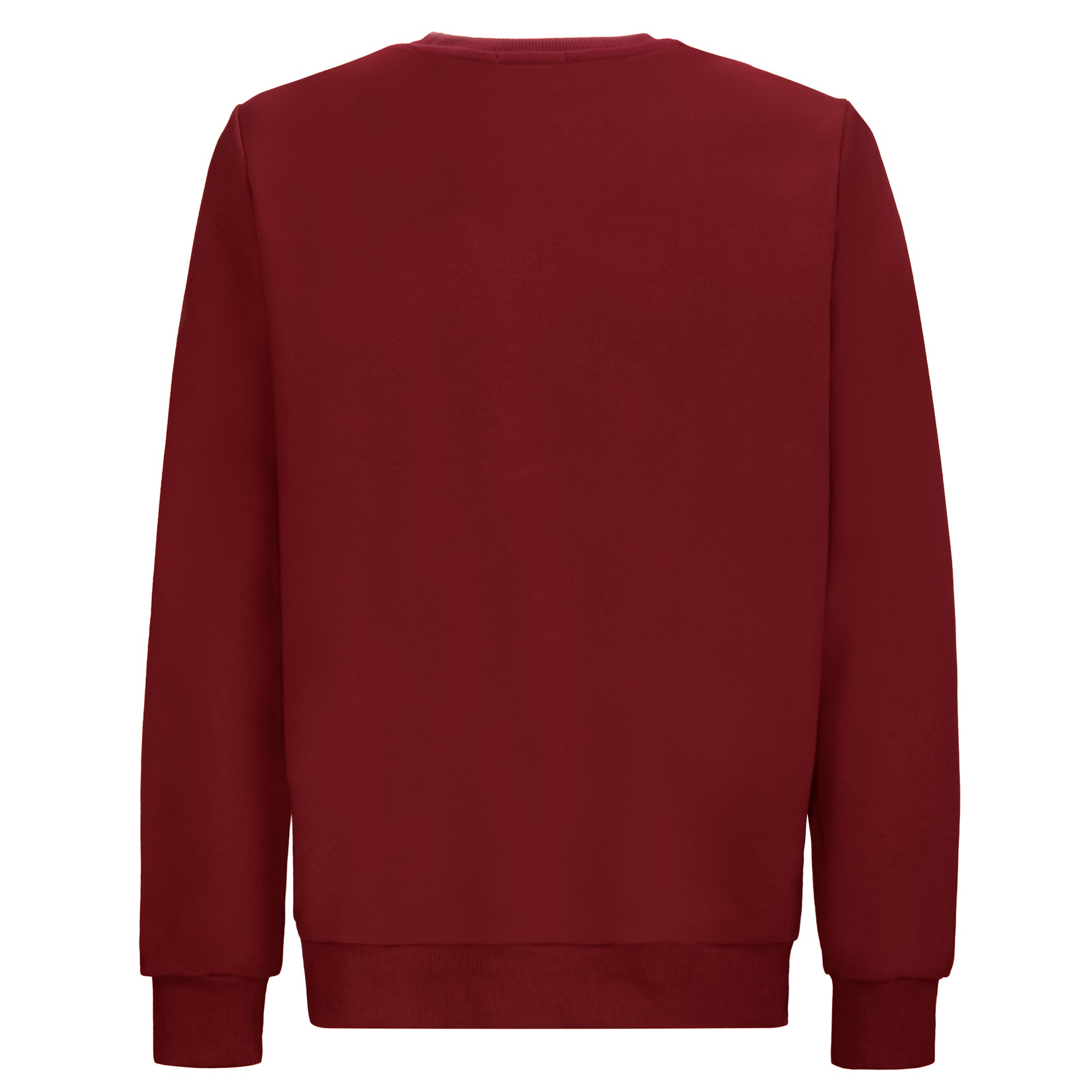 Crewneck Sweatshirt with Wolf Neck Embroidery, Bordeaux