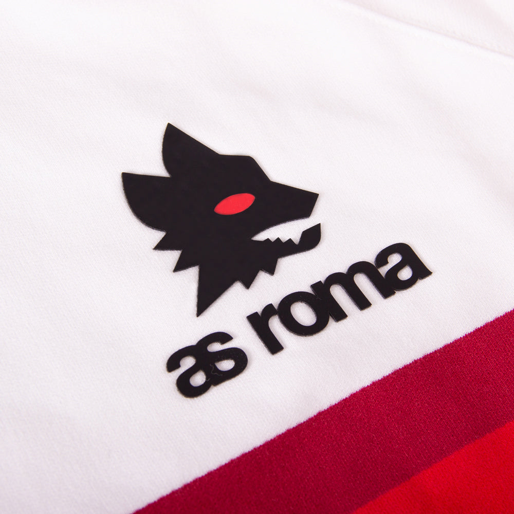 AS Roma Retro Striped Hoodie with Wolf Logo, Adult, White
