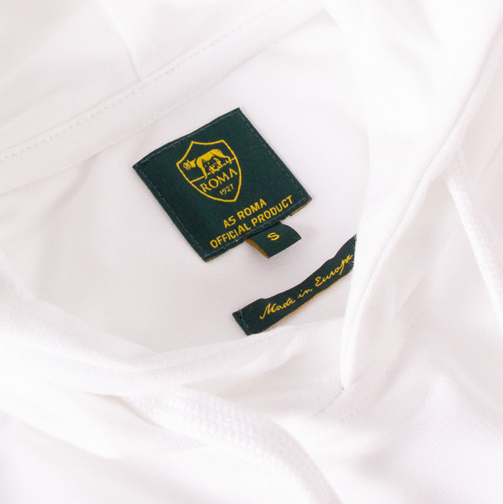 AS Roma Retro Striped Hoodie with Wolf Logo, Adult, White