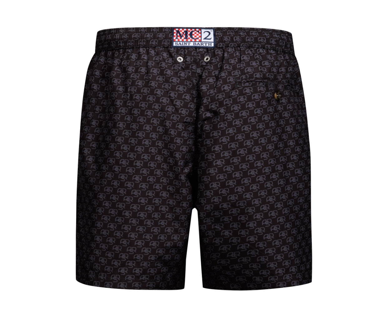 Saint Barth AS Roma Swimsuit with ASR Logo Print, Men, Black