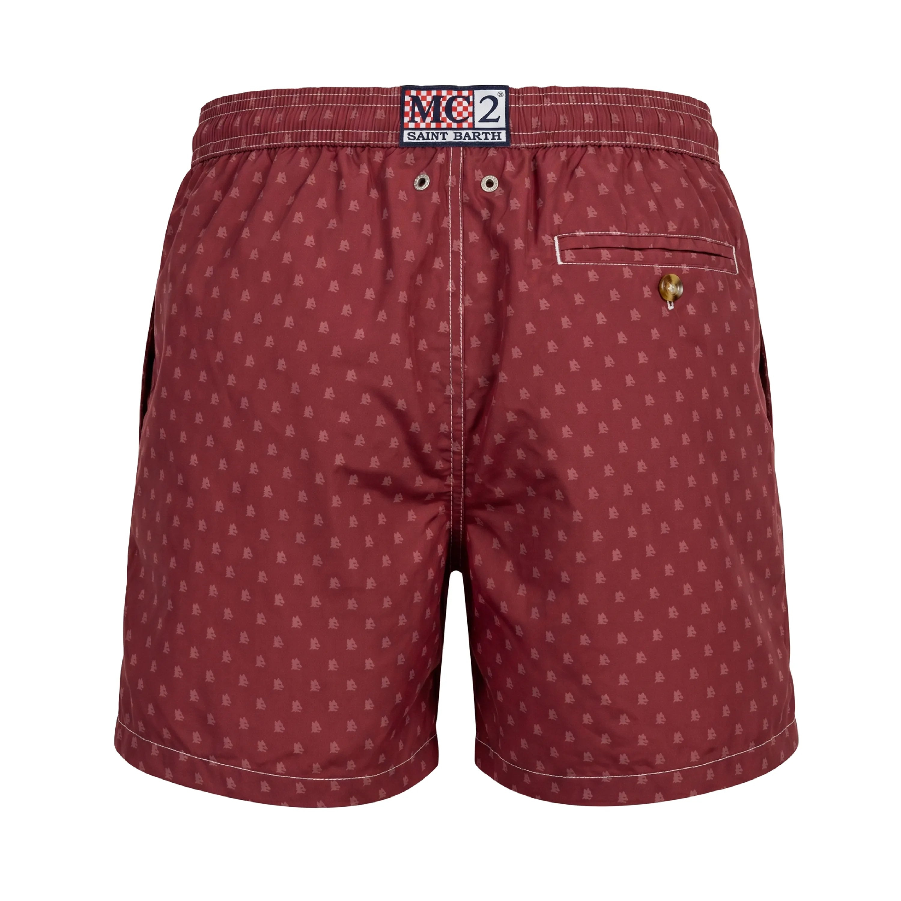 Costume Saint Barth AS Roma con fantasia logo Lupetto, Uomo, Rosso, back