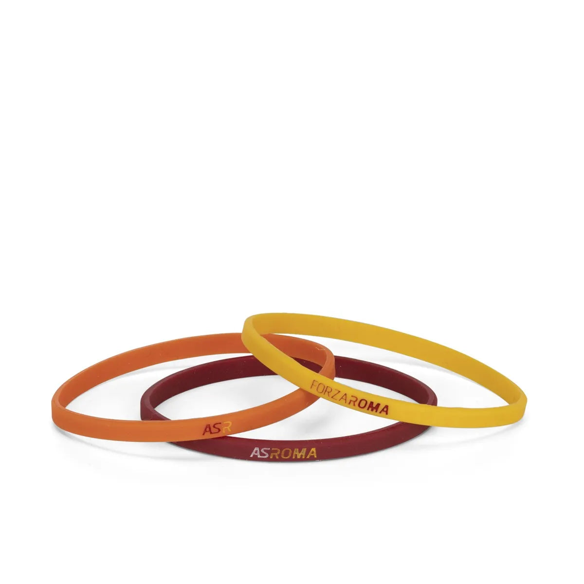 Set di 3 braccialetti in silicone colori rosso, giallo, arancione