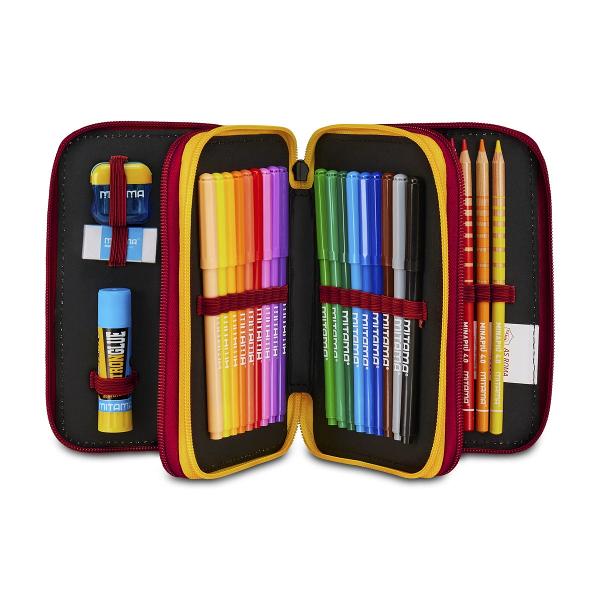 AS Roma 2025/26 Wolf Logo Three-Compartment Pencil Case