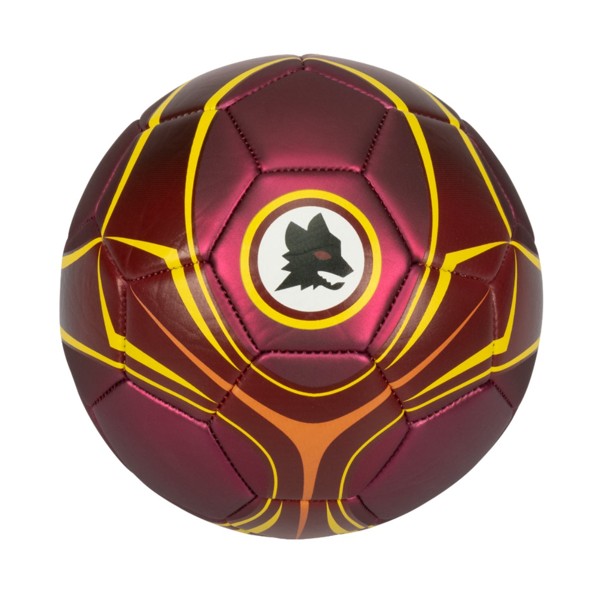 Pallone da calcio AS Roma finitura metallizzata e Logo Lupo, Taglia 1