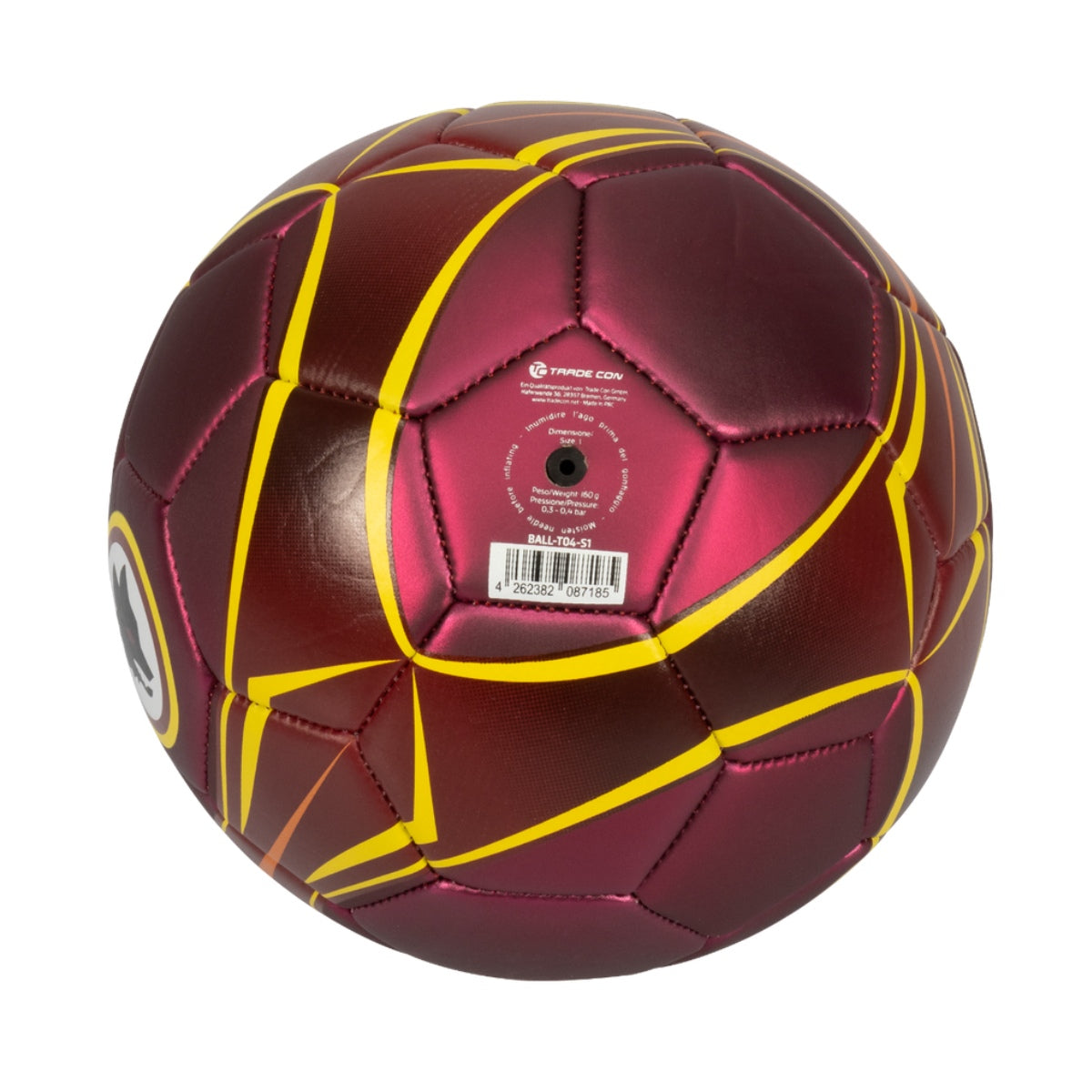 Pallone da calcio AS Roma finitura metallizzata e Logo Lupo, Taglia 1