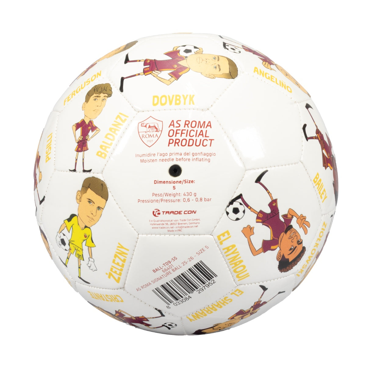 AS Roma Soccer Ball with Player Names 2025/26, Size 5