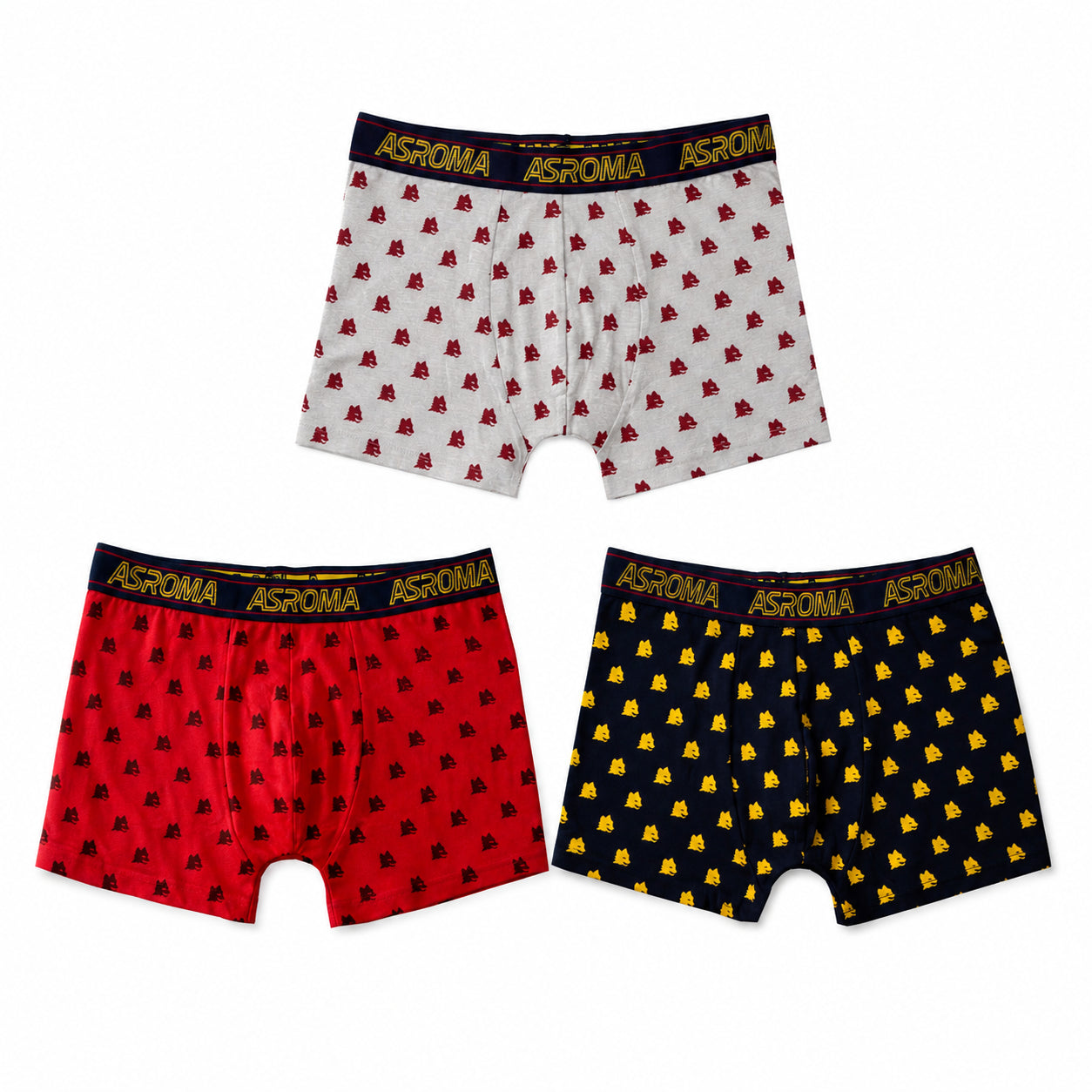 Boxer Pack 3 pezzi AS Roma micro fantasia logo Lupetto