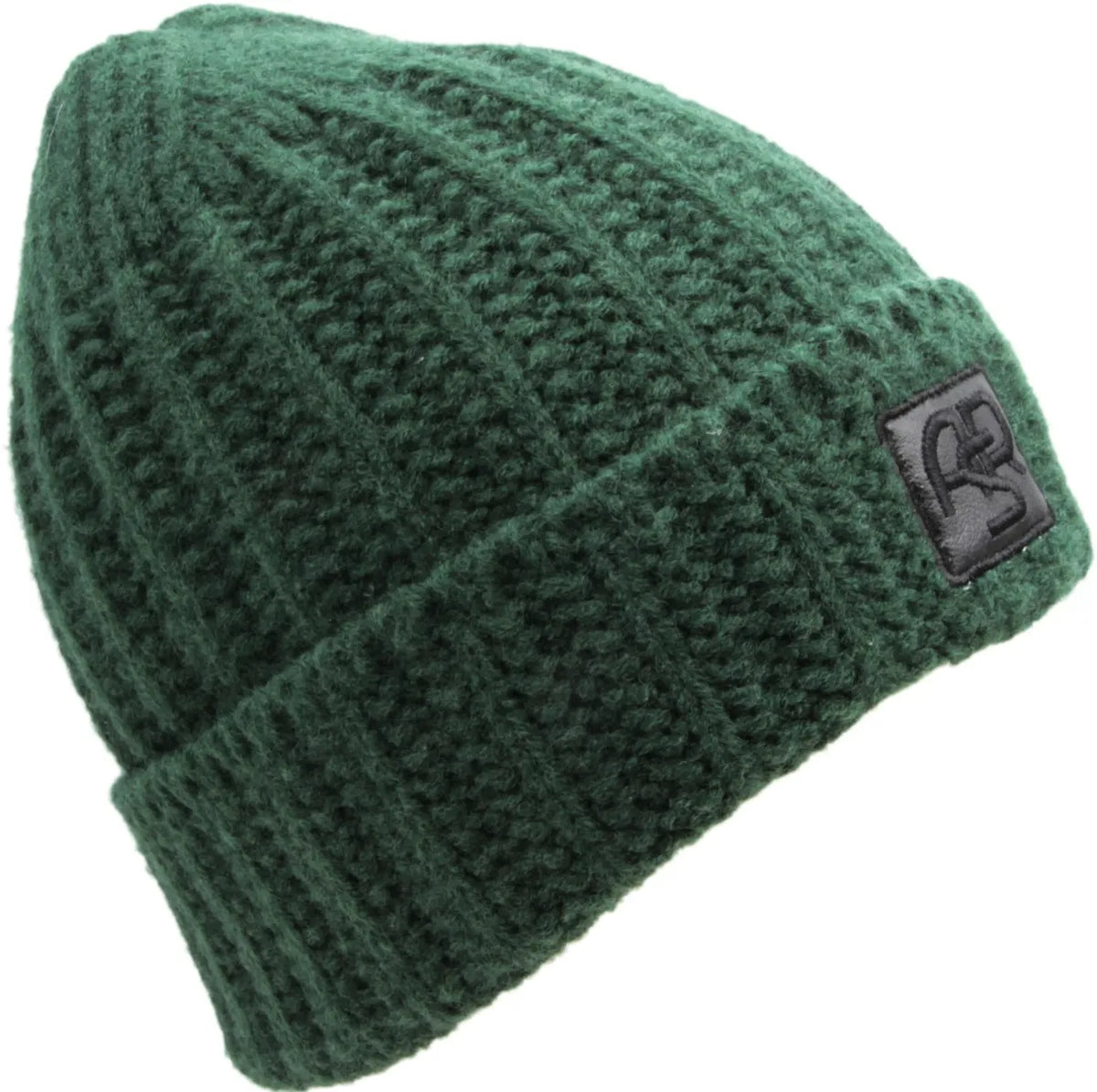 Berretto Beanie AS Roma con logo ASR in pelle, Adulto, Verde Scuro