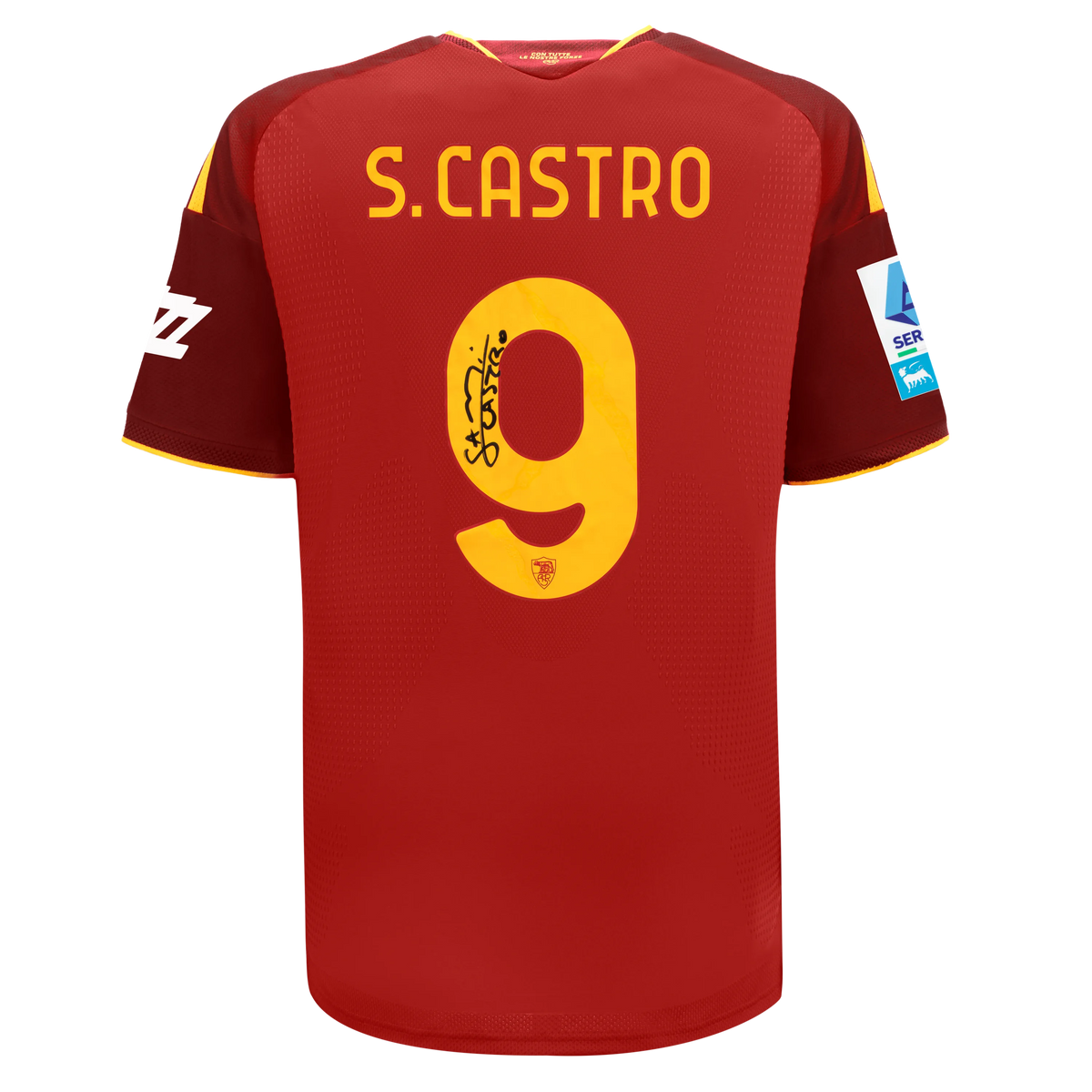 Maglia Match AS Roma Home Authentic 2026/27 – Autografata Santiago Castro + Patch Serie A