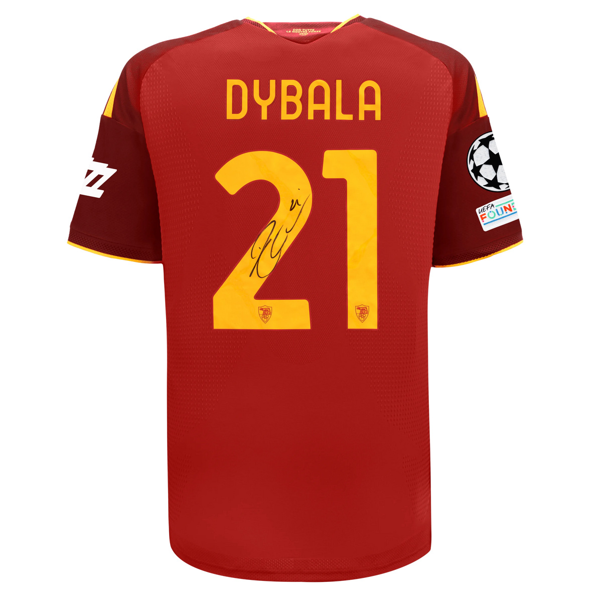 Maglia Match AS Roma Home Authentic 2026/27 – Autografata Paulo Dybala + Patch Champions League