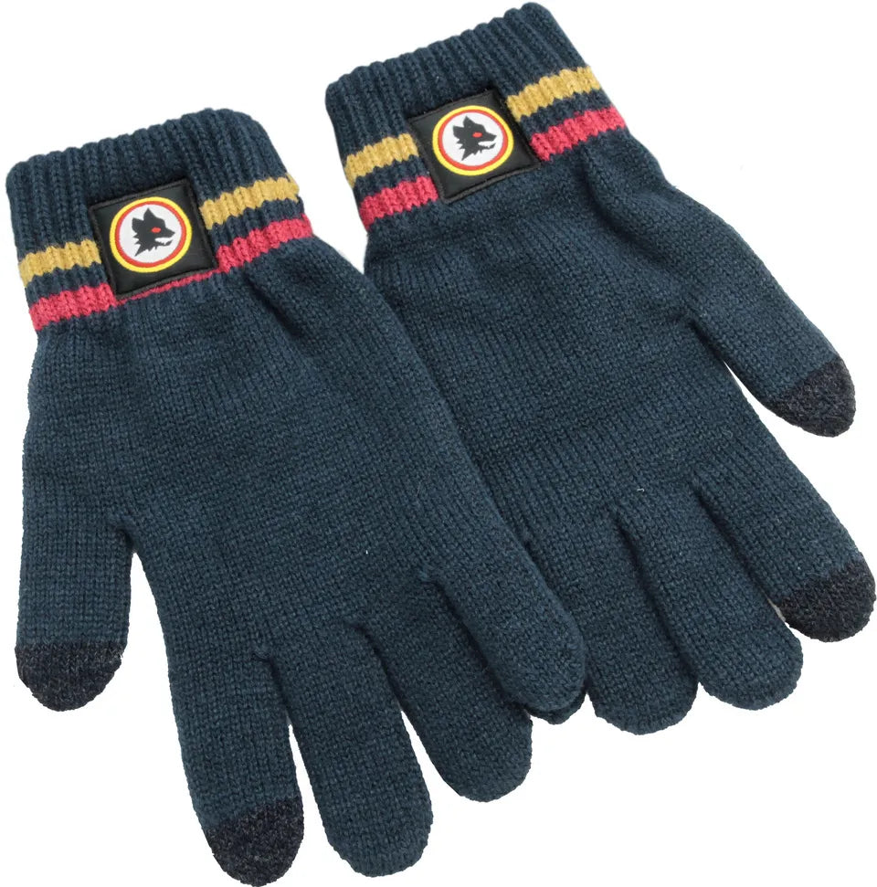 Guanti AS Roma in maglia con logo Lupetto, Adulto, Blu