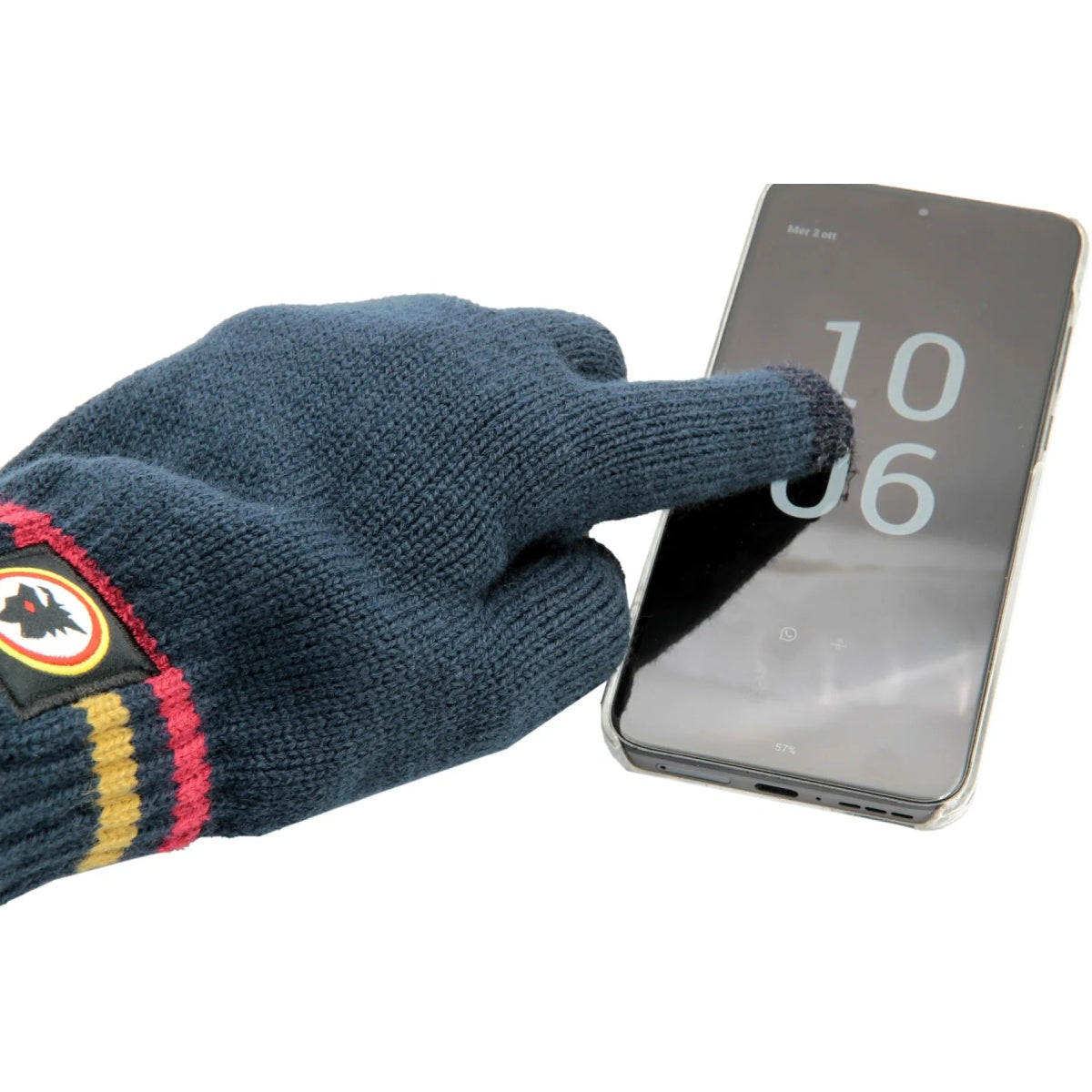 Guanti AS Roma in maglia con logo Lupetto, Adulto, Blu