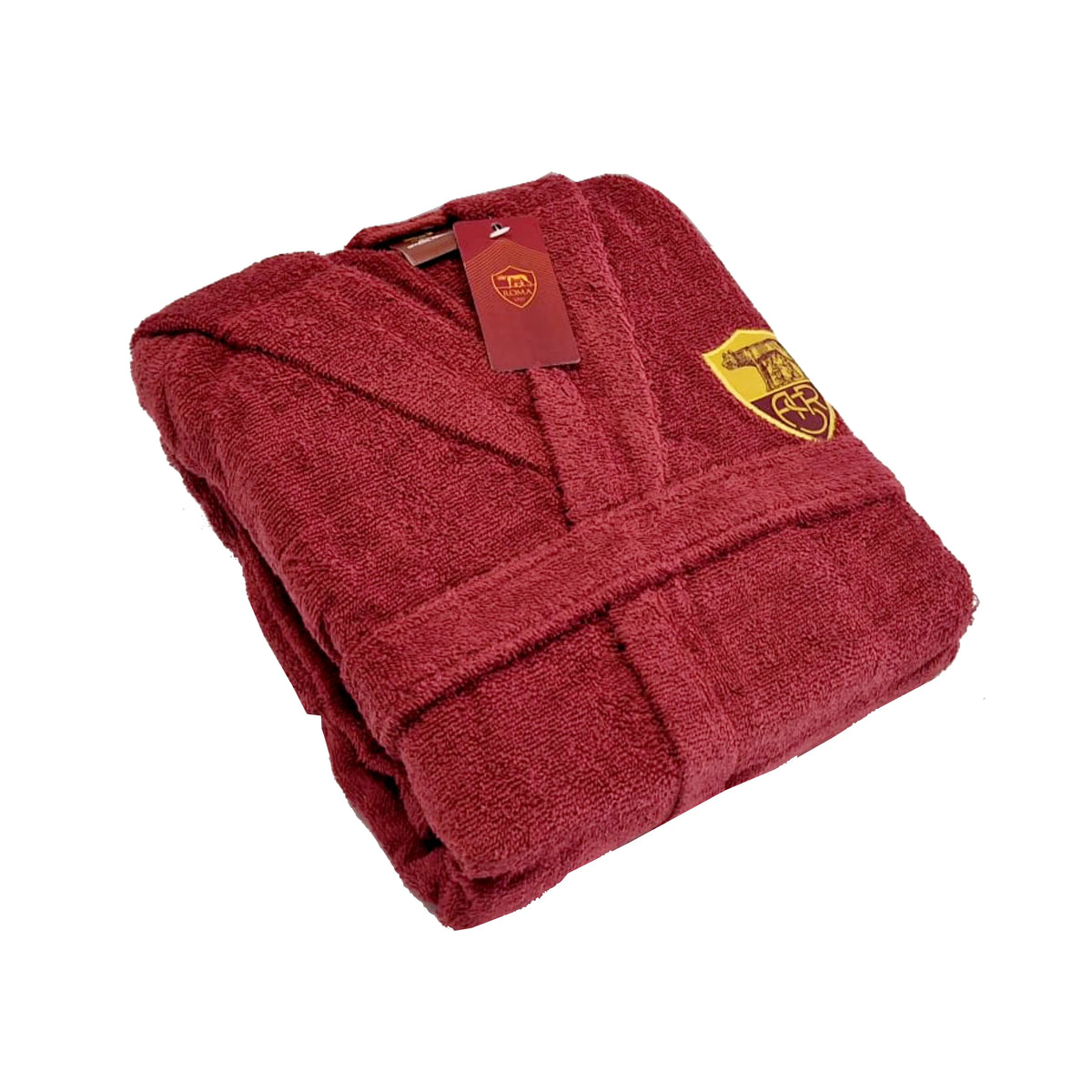 Accappatoio in spugna AS Roma logo Heritage, Uomo, Rosso