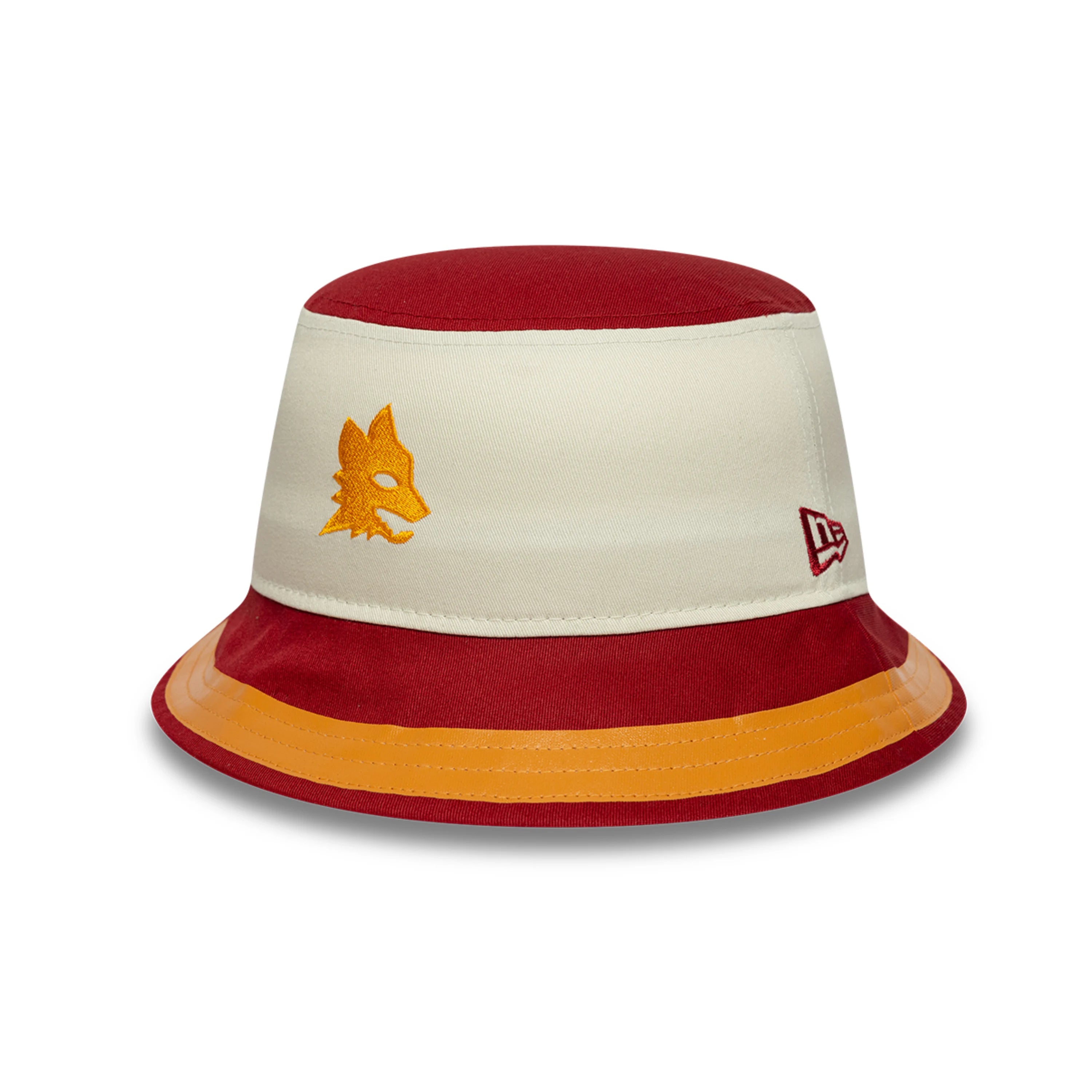 Bucket New Era AS Roma 1996 con logo Lupetto, Beige, Adulto