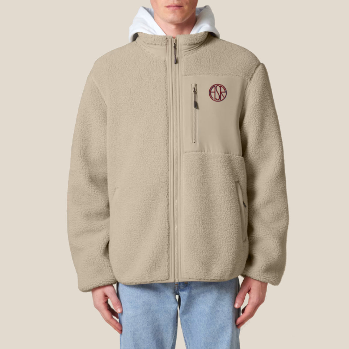 Giacca in pile logo ASR, Beige, Unisex