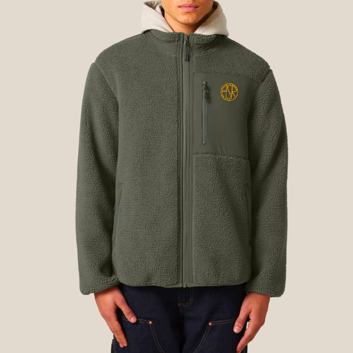 Giacca in pile logo ASR, Verde Militare, Unisex