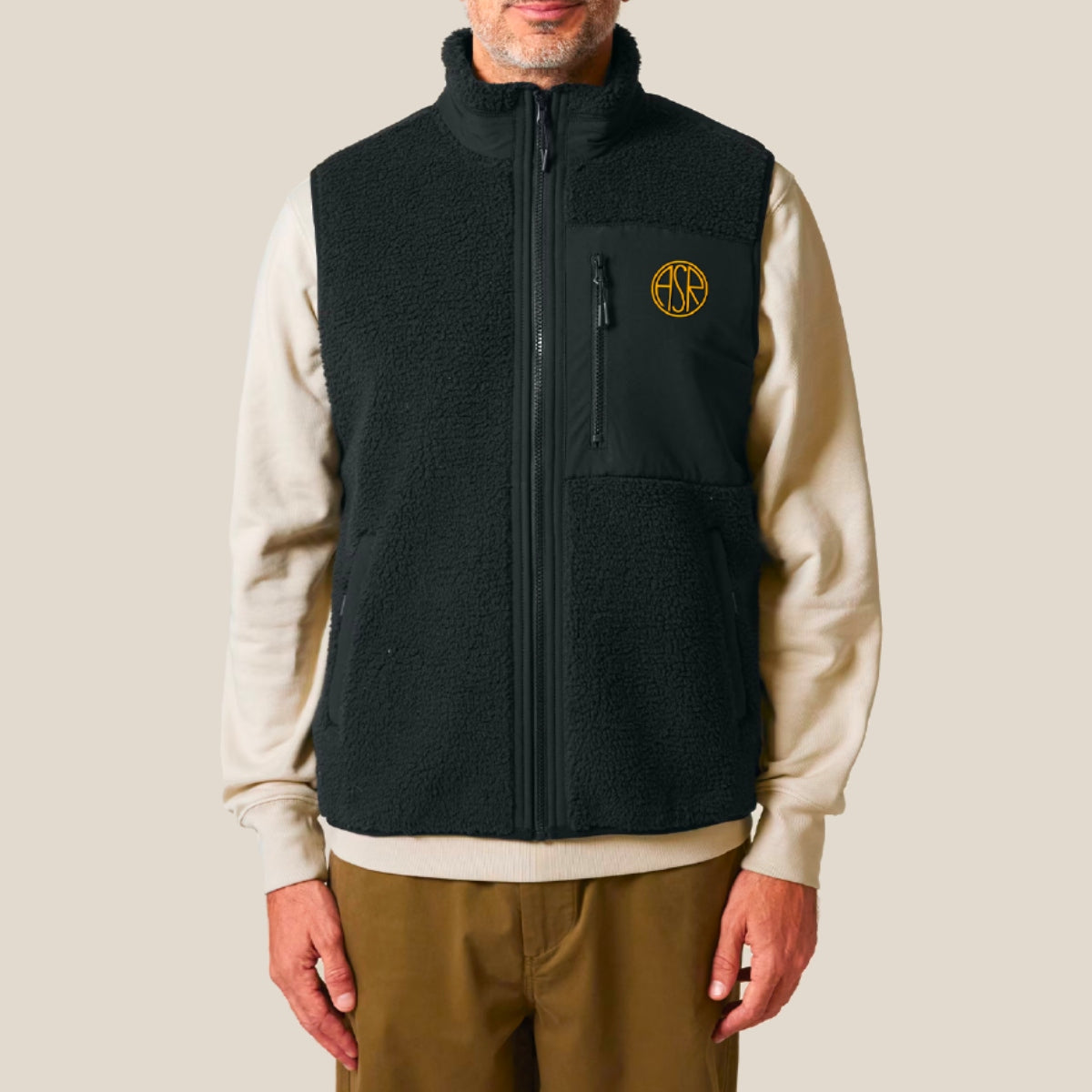 ASR logo fleece waistcoat, Black, Unisex