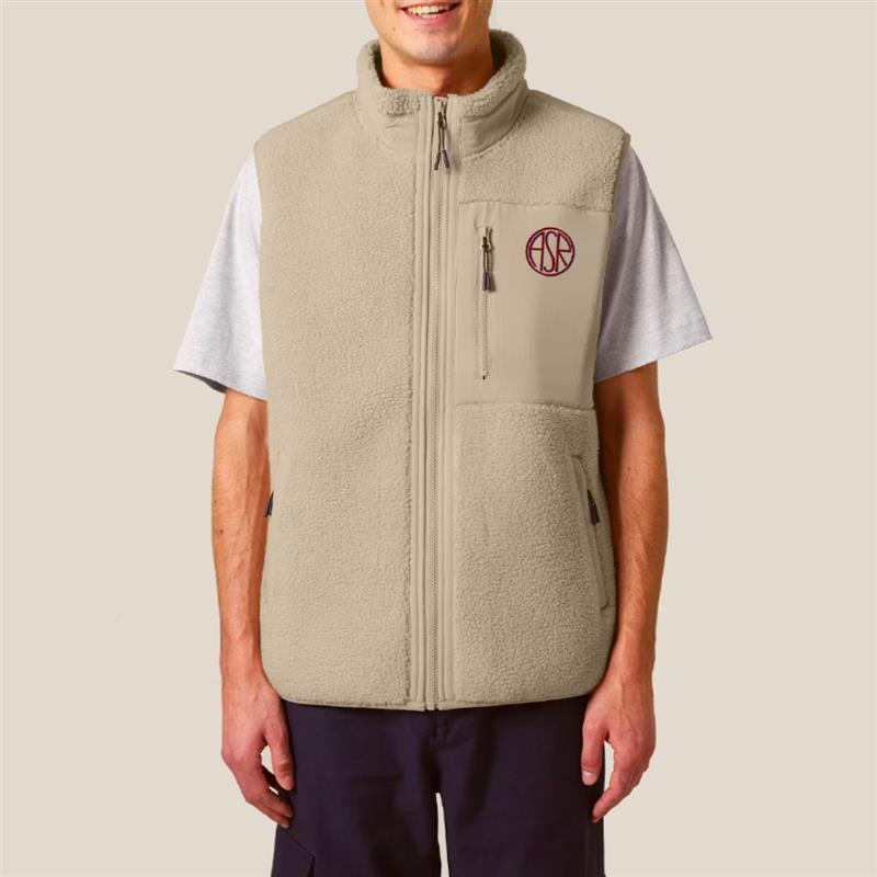 ASR logo Fleece waistcoat, Beige, Unisex | AS Roma Store