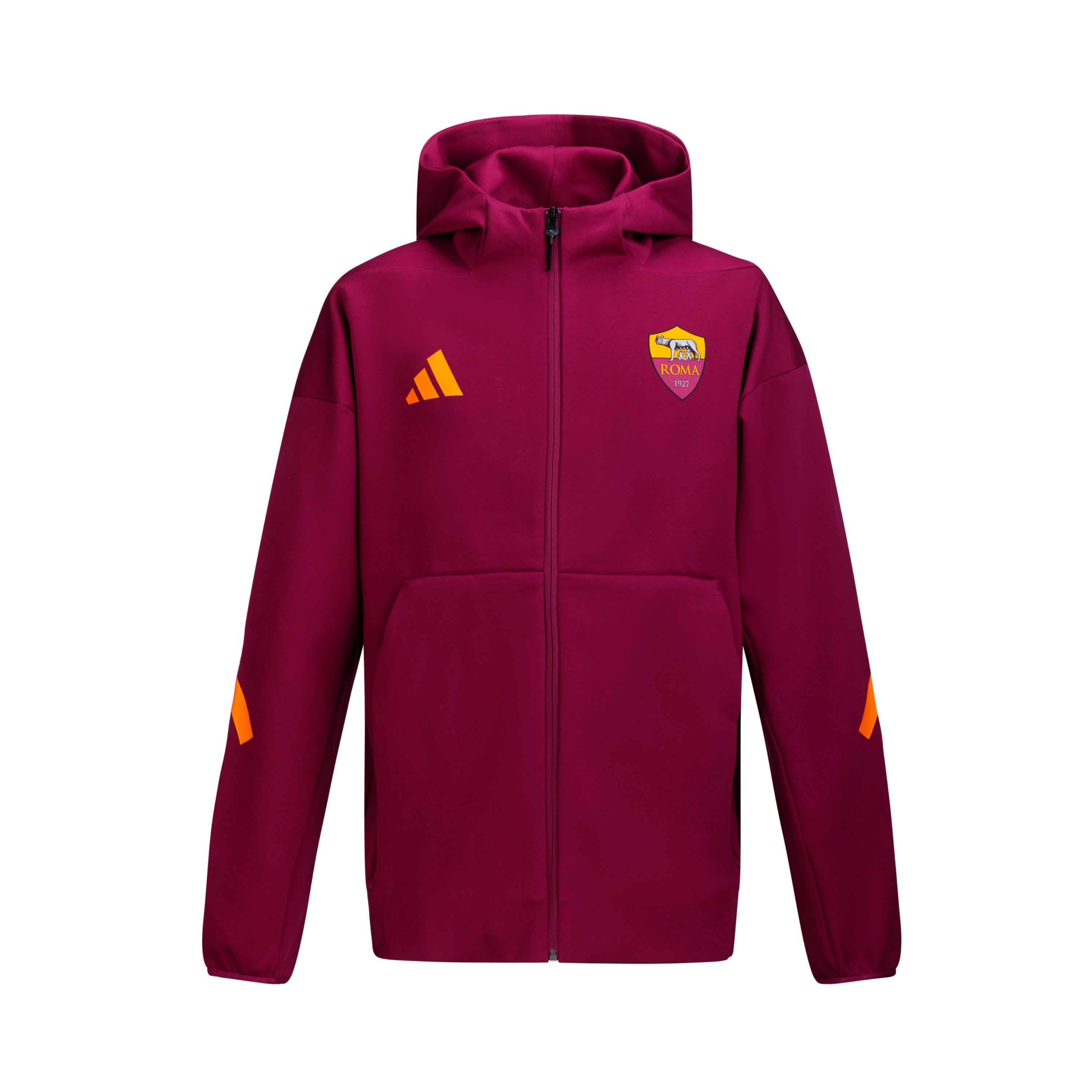 Giacca con cappuccio e zip integrale AS Roma 2025/26, Rossa, Uomo