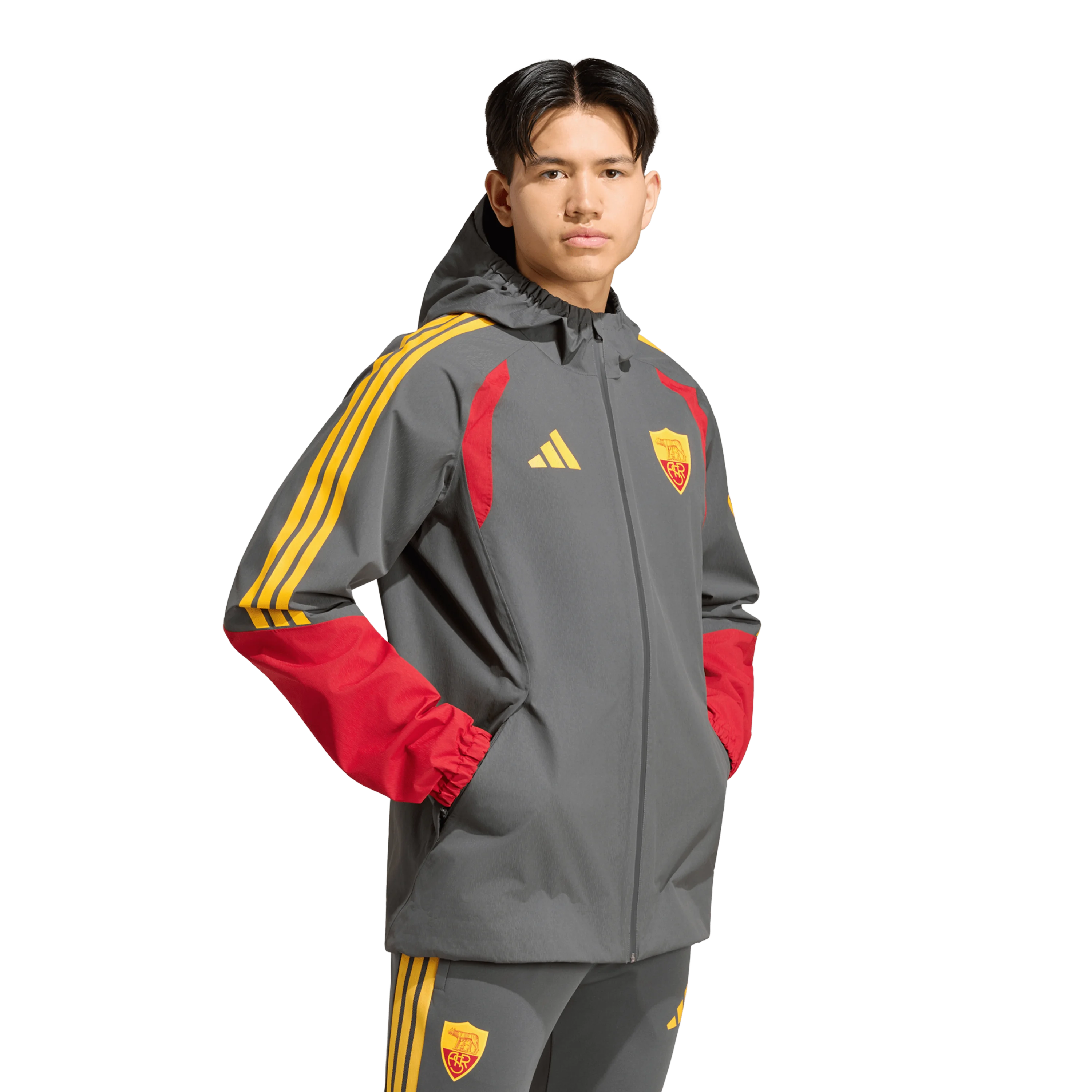 Giacca con cappuccio e zip integrale AS Roma 2026/27 model front