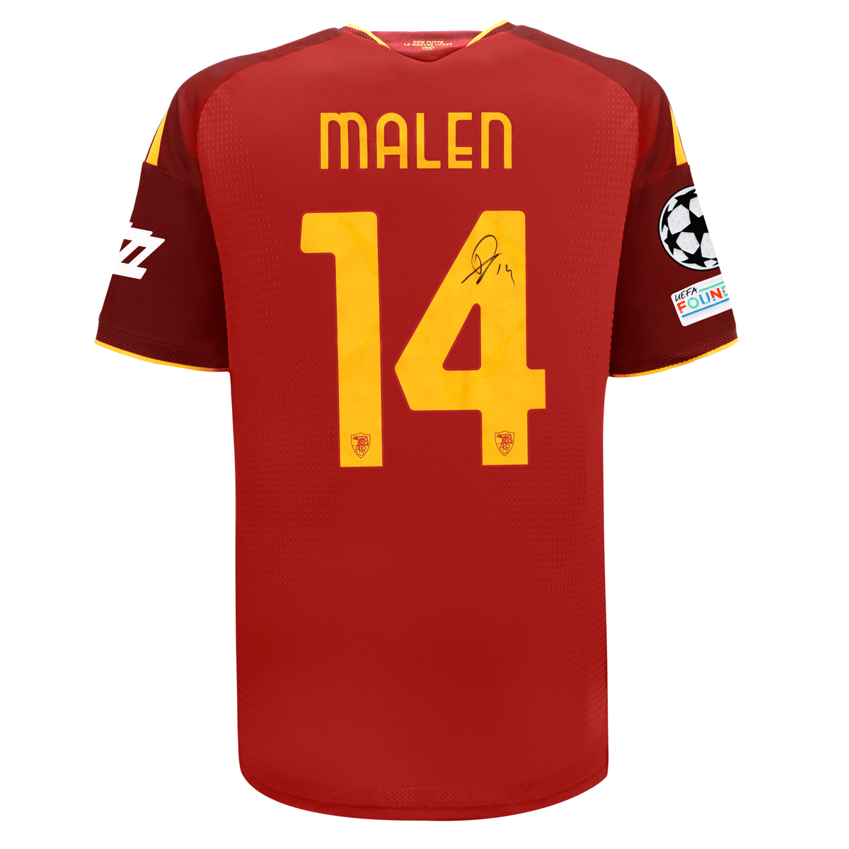 Maglia Match AS Roma Home Authentic 2026/27 – Autografata Donyell Malen + Patch Champions League