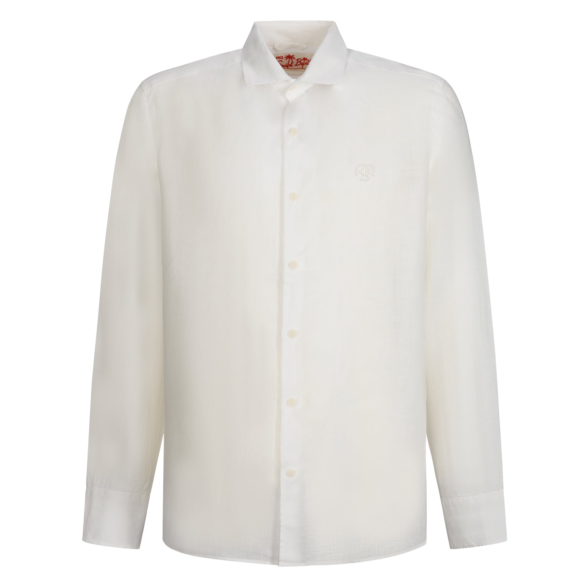 Camicia Lino Saint Barth con logo ASR, Uomo, Bianco