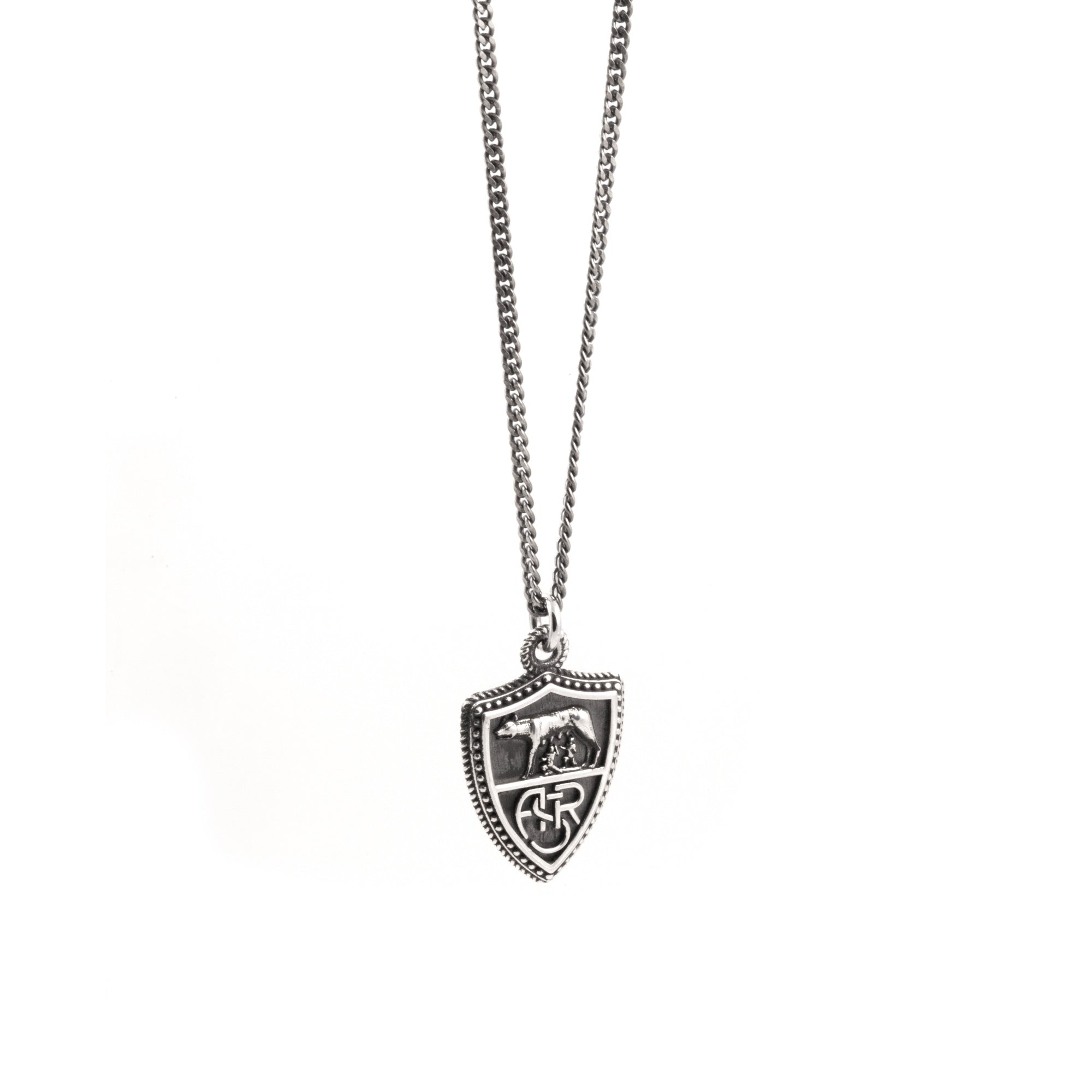 Pendente Heritage tondo AS Roma X Nove25, Unisex, Argento Brunito