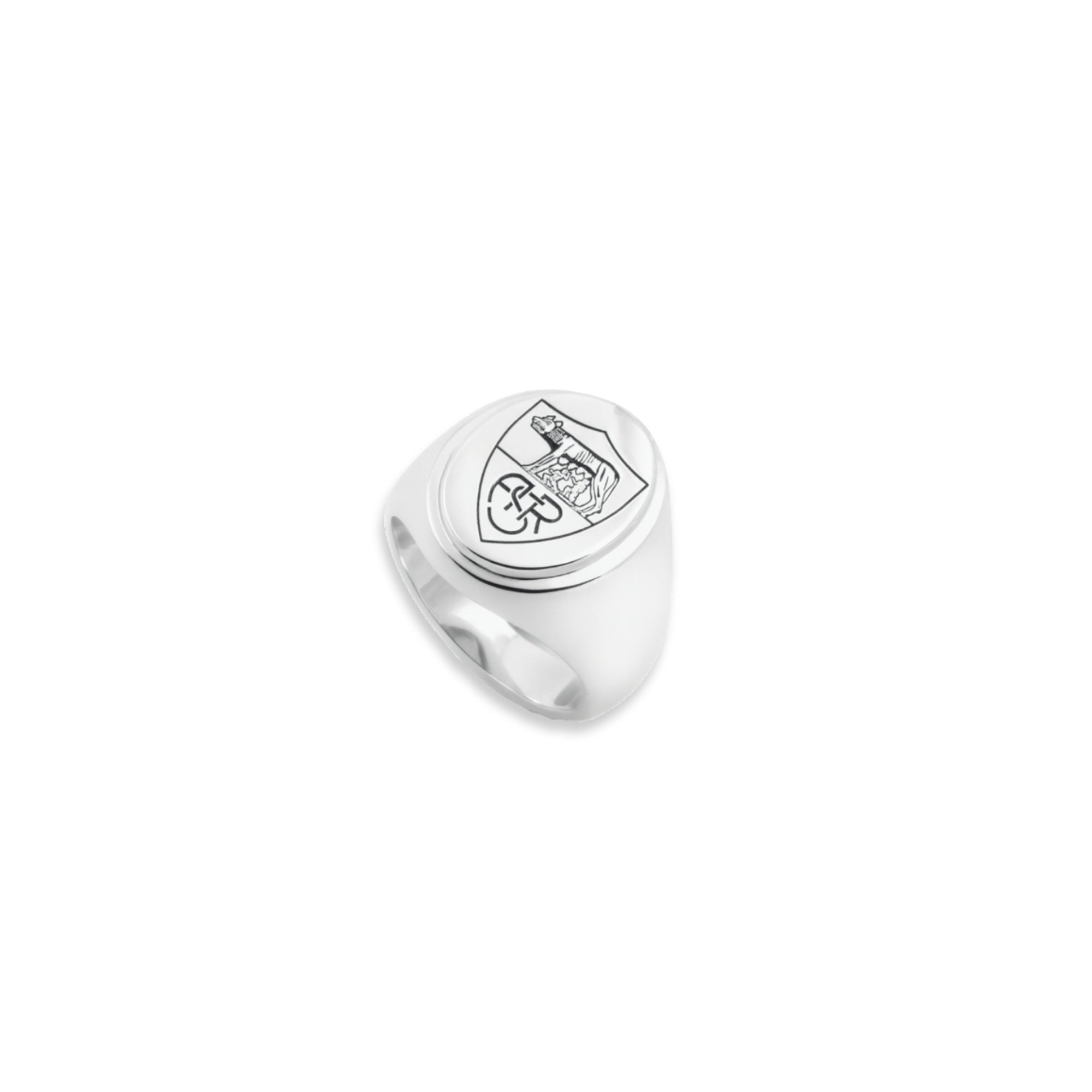 AS Roma X Nove25 Heritage Shield Ring, Unisex, Silver