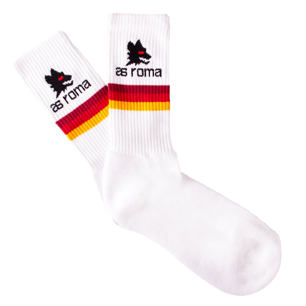 Calzini a righe retrò e logo Lupetto AS Roma, Adulto | AS Roma Store