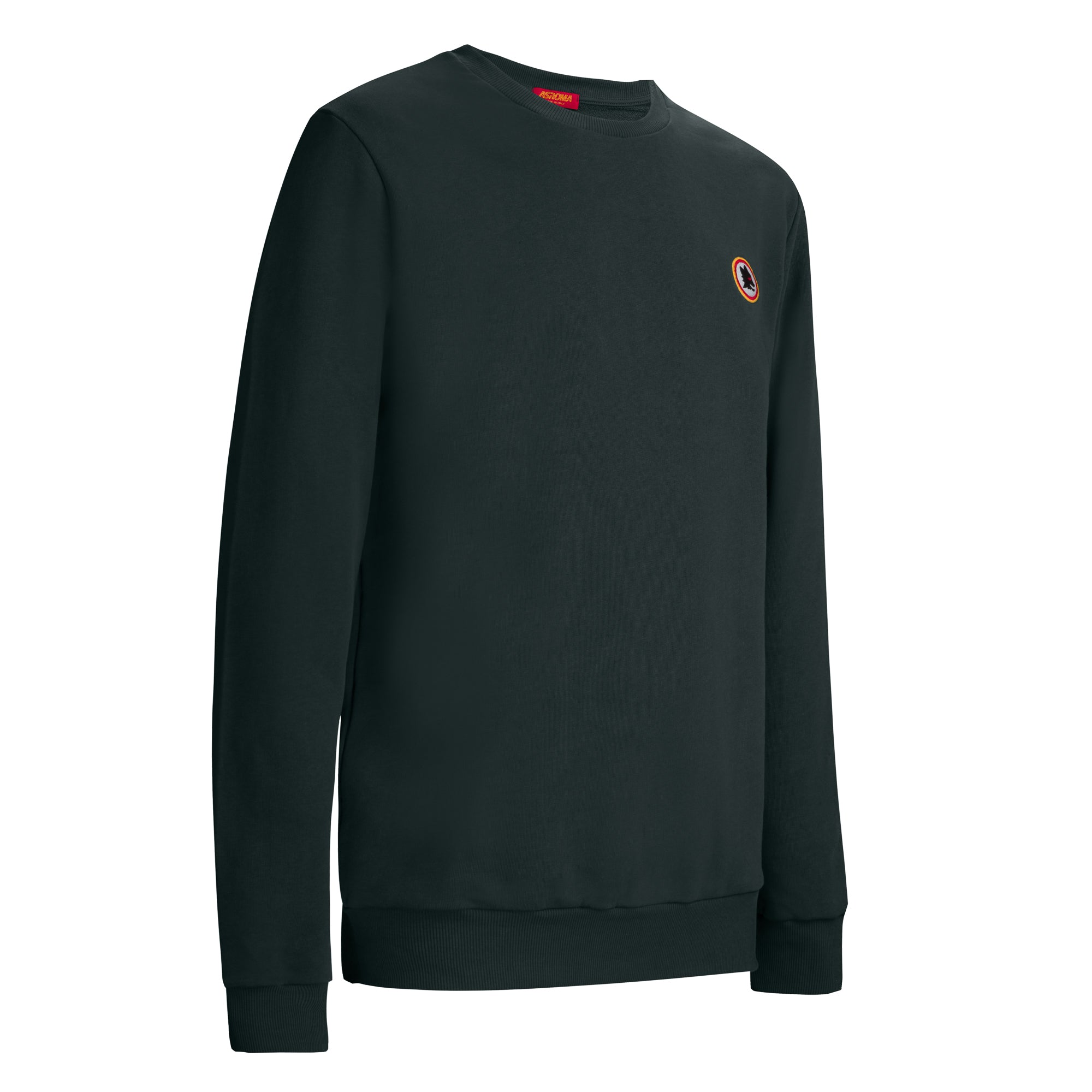 Crew Neck Sweatshirt with Wolf Neck Embroidery, Green