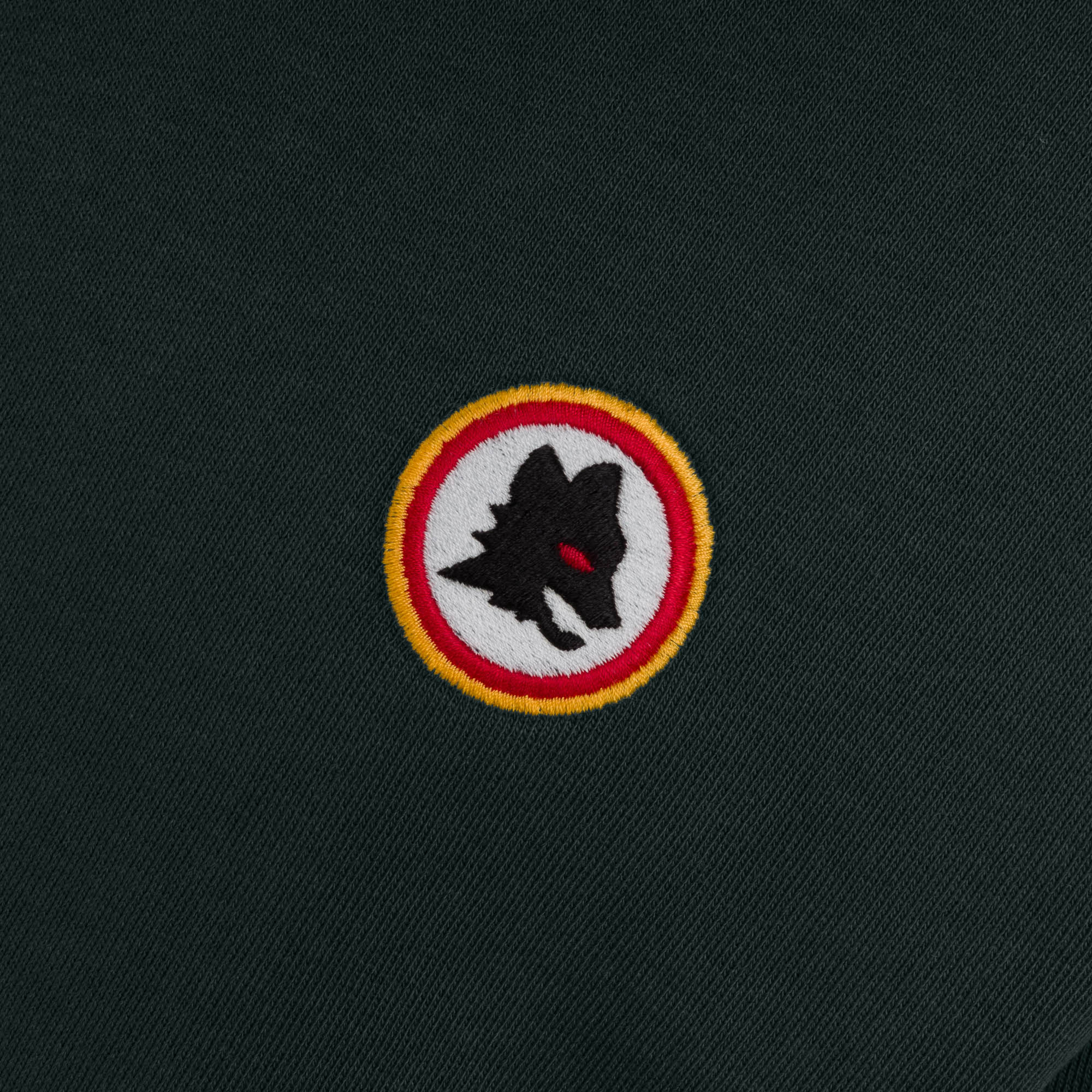 Crew Neck Sweatshirt with Wolf Neck Embroidery, Green