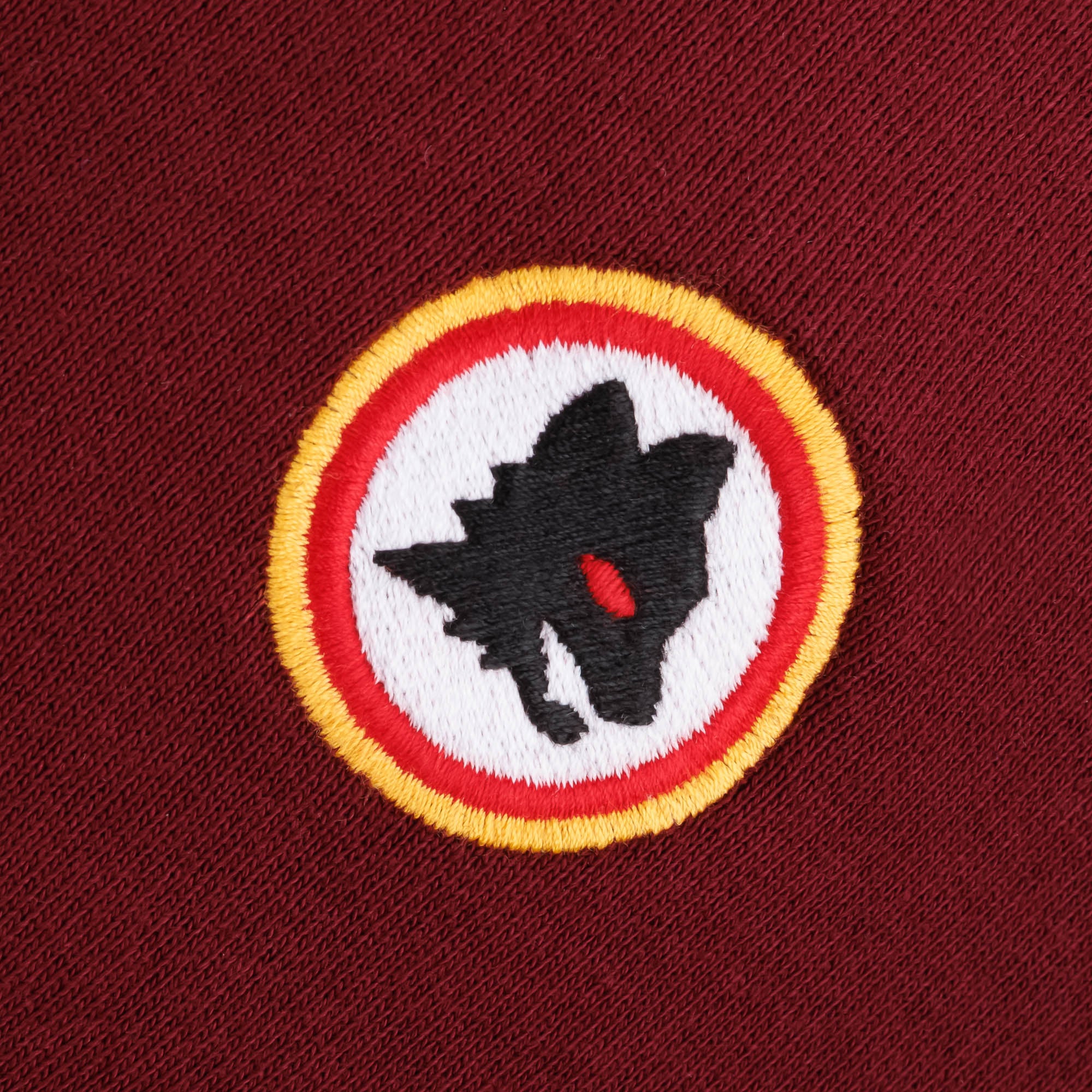 Crewneck Sweatshirt with Wolf Neck Embroidery, Bordeaux